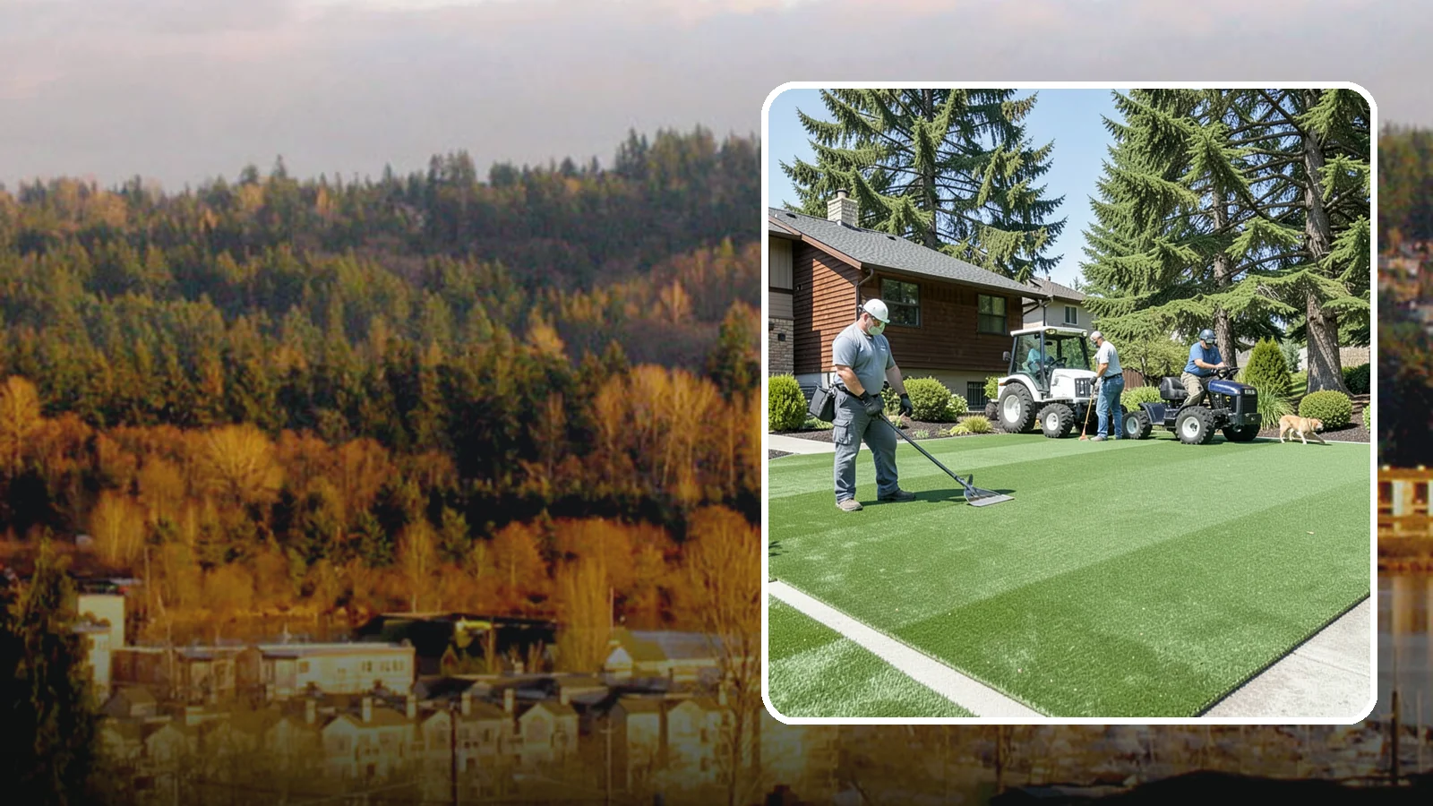 Pet Turf Installation in Kenmore, King County, WA - Durable, drainable pet turf that gives dogs a clean, mud-free area that is easy to keep sanitary.