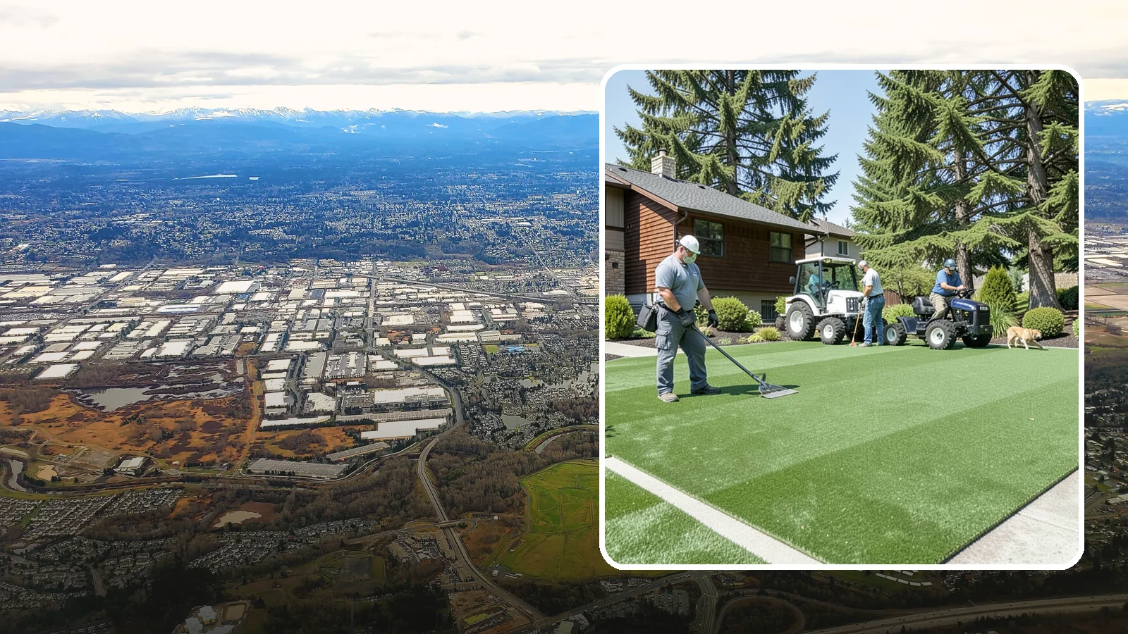 Pet Turf Installation in Kent, King County, WA - Durable, drainable pet turf that gives dogs a clean, mud-free area that is easy to keep sanitary.