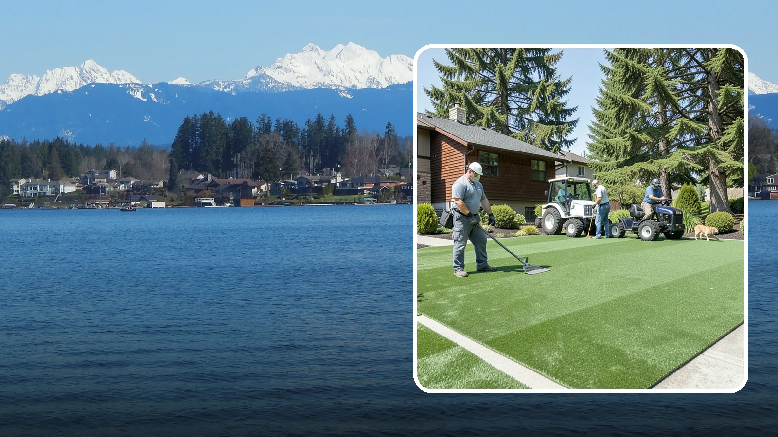 Pet Turf Installation in Lake Stevens, Snohomish County, WA - Durable, drainable pet turf that gives dogs a clean, mud-free area that is easy to keep sanitary.