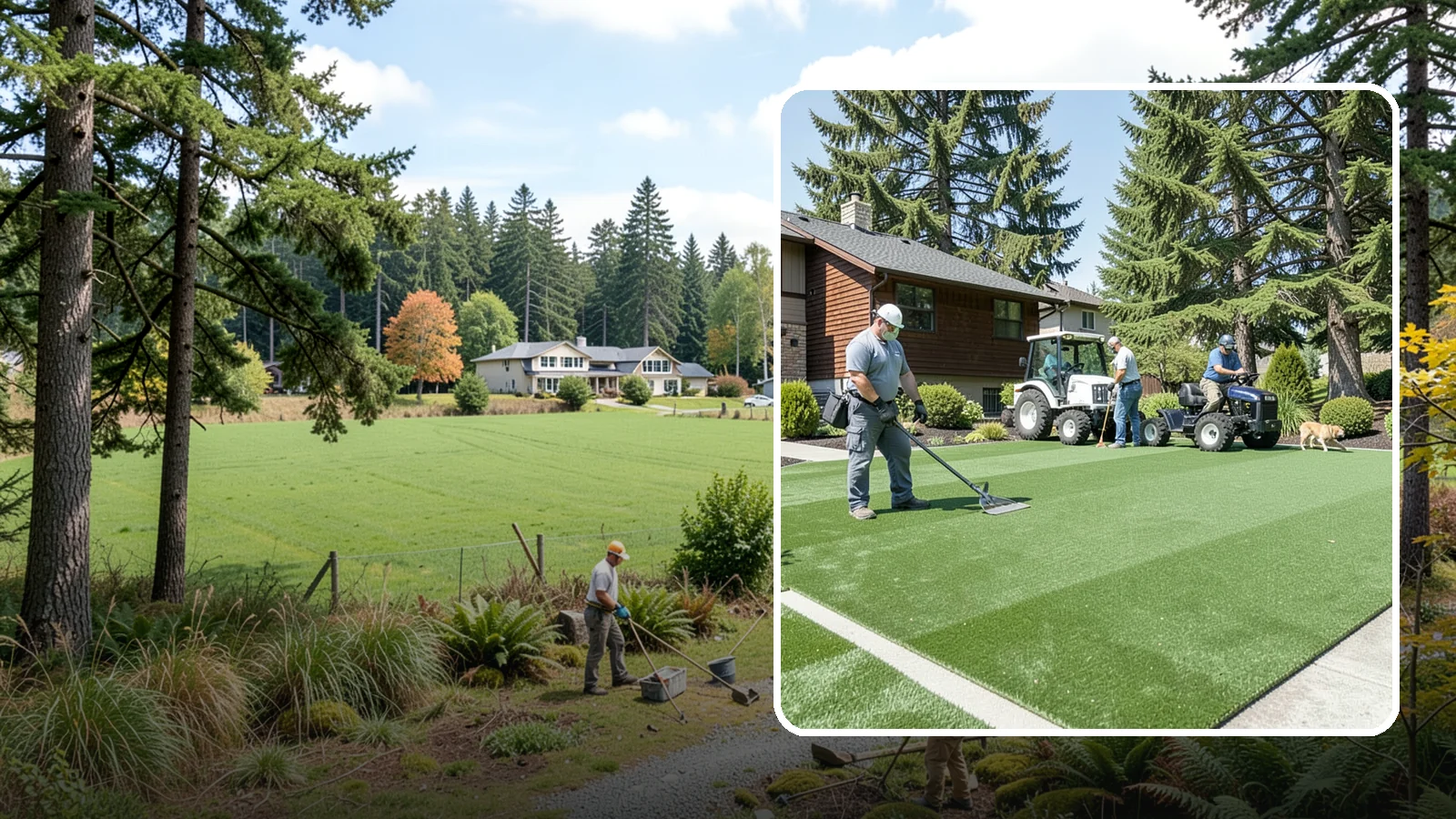 Pet Turf Installation in Lyman, Skagit County, WA - Durable, drainable pet turf that gives dogs a clean, mud-free area that is easy to keep sanitary.