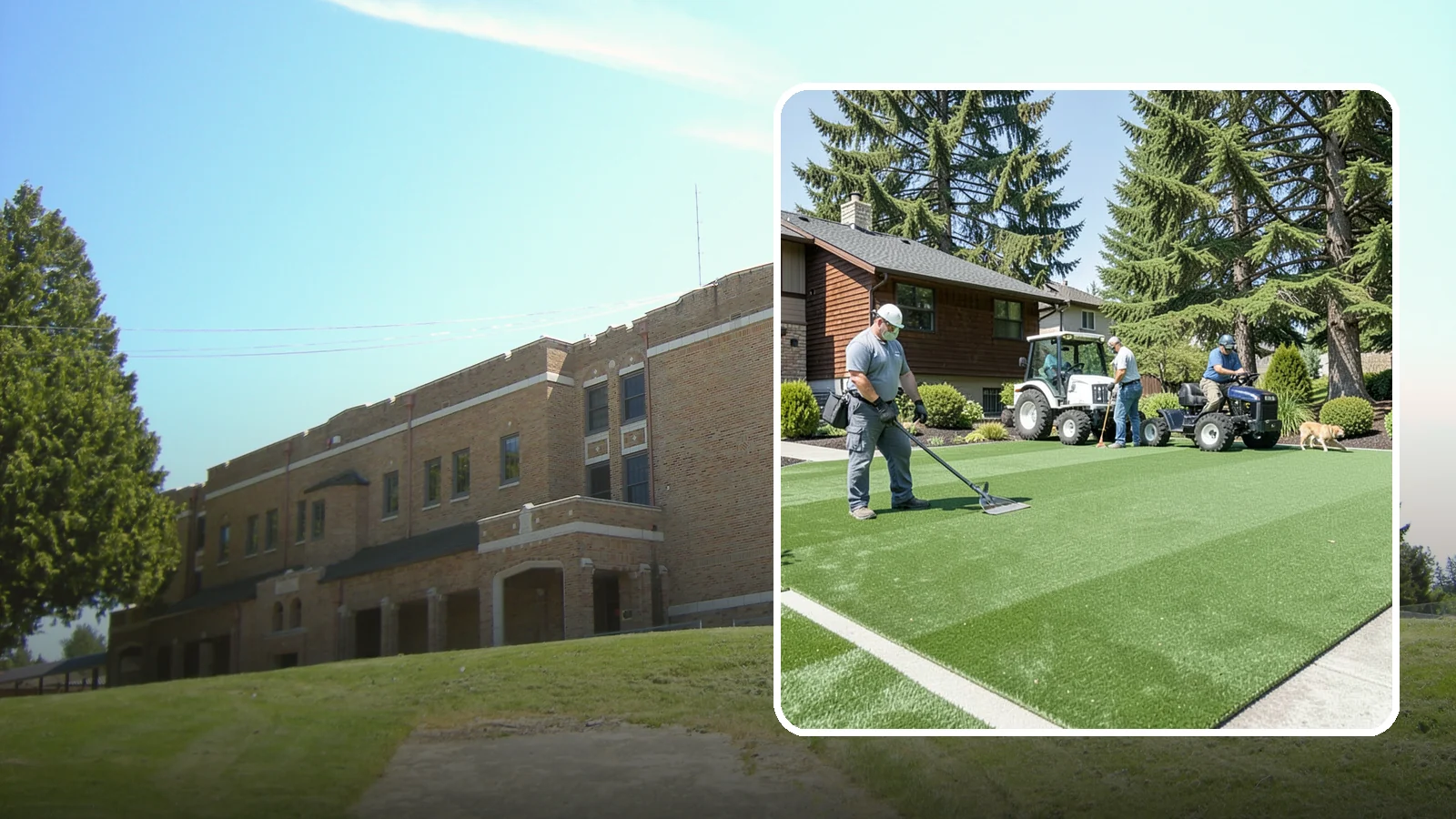 Pet Turf Installation in Maple Valley, King County, WA - Durable, drainable pet turf that gives dogs a clean, mud-free area that is easy to keep sanitary.