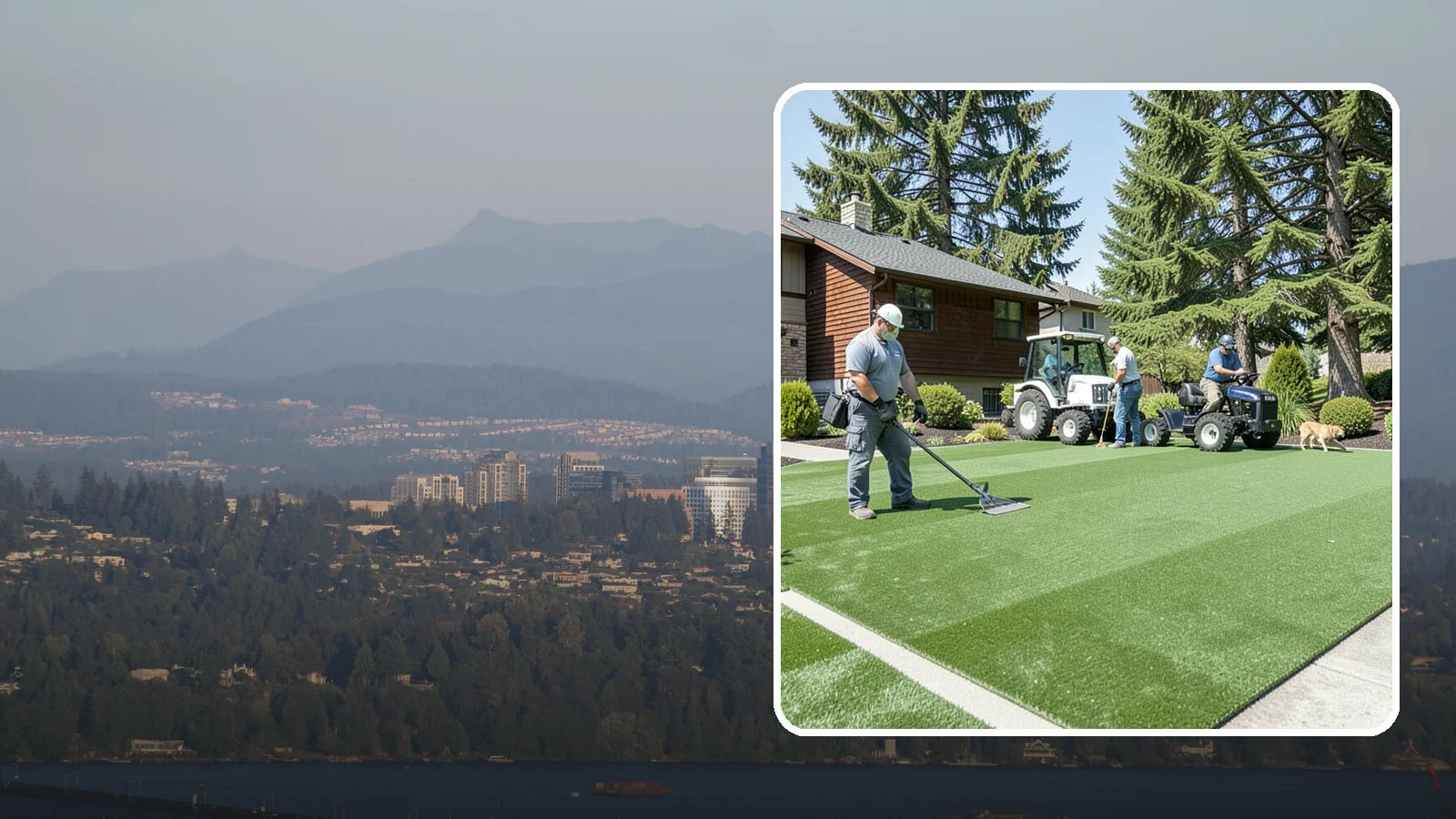 Pet Turf Installation in Medina, King County, WA - Durable, drainable pet turf that gives dogs a clean, mud-free area that is easy to keep sanitary.