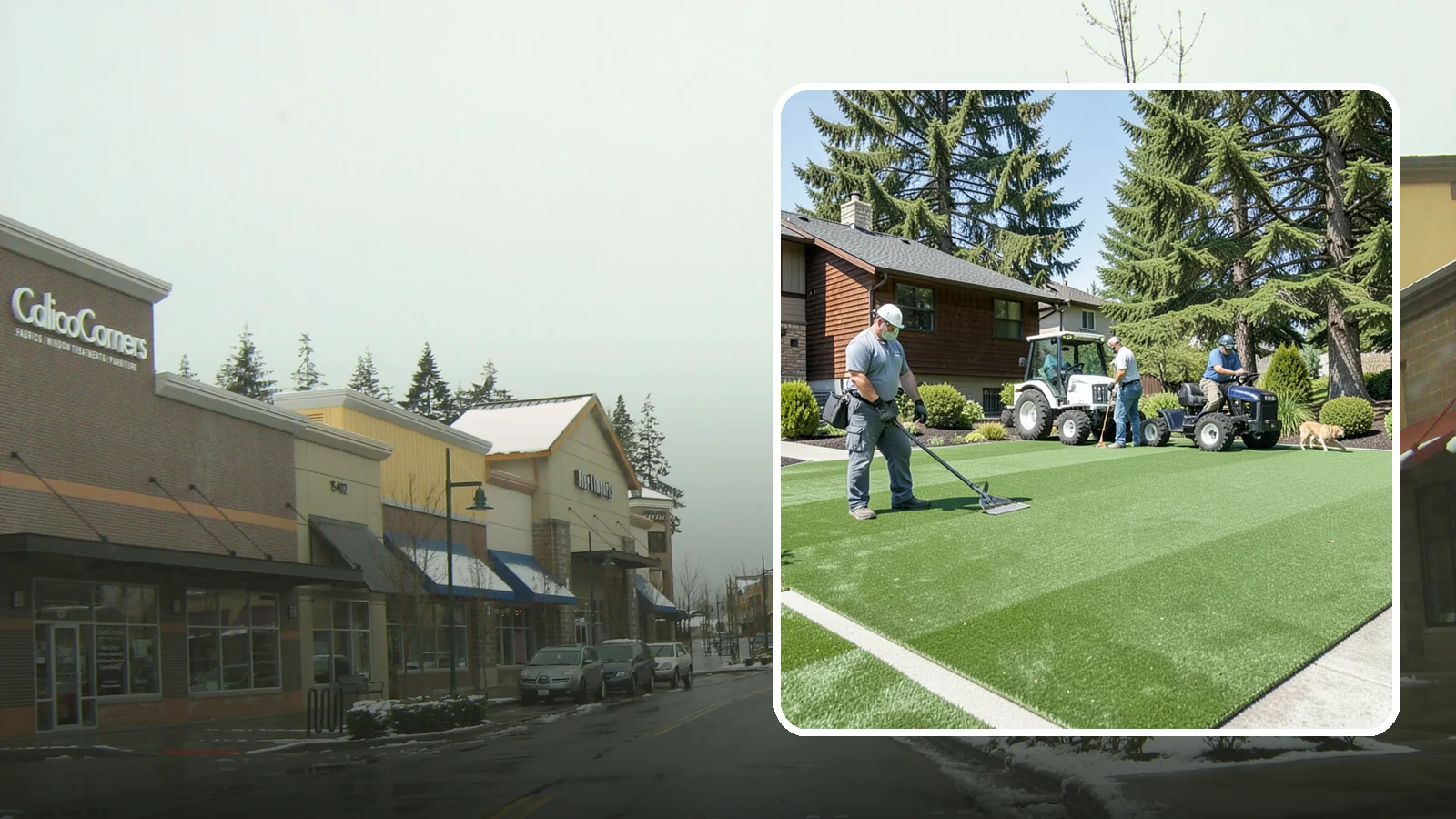 Pet Turf Installation in Mill Creek, Snohomish County, WA - Durable, drainable pet turf that gives dogs a clean, mud-free area that is easy to keep sanitary.
