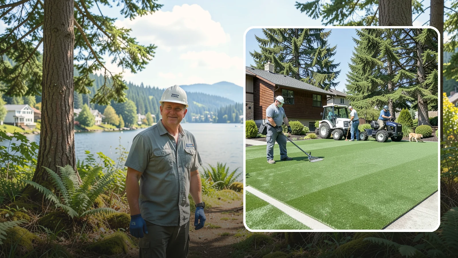 Pet Turf Installation in Milton, King County, WA - Durable, drainable pet turf that gives dogs a clean, mud-free area that is easy to keep sanitary.
