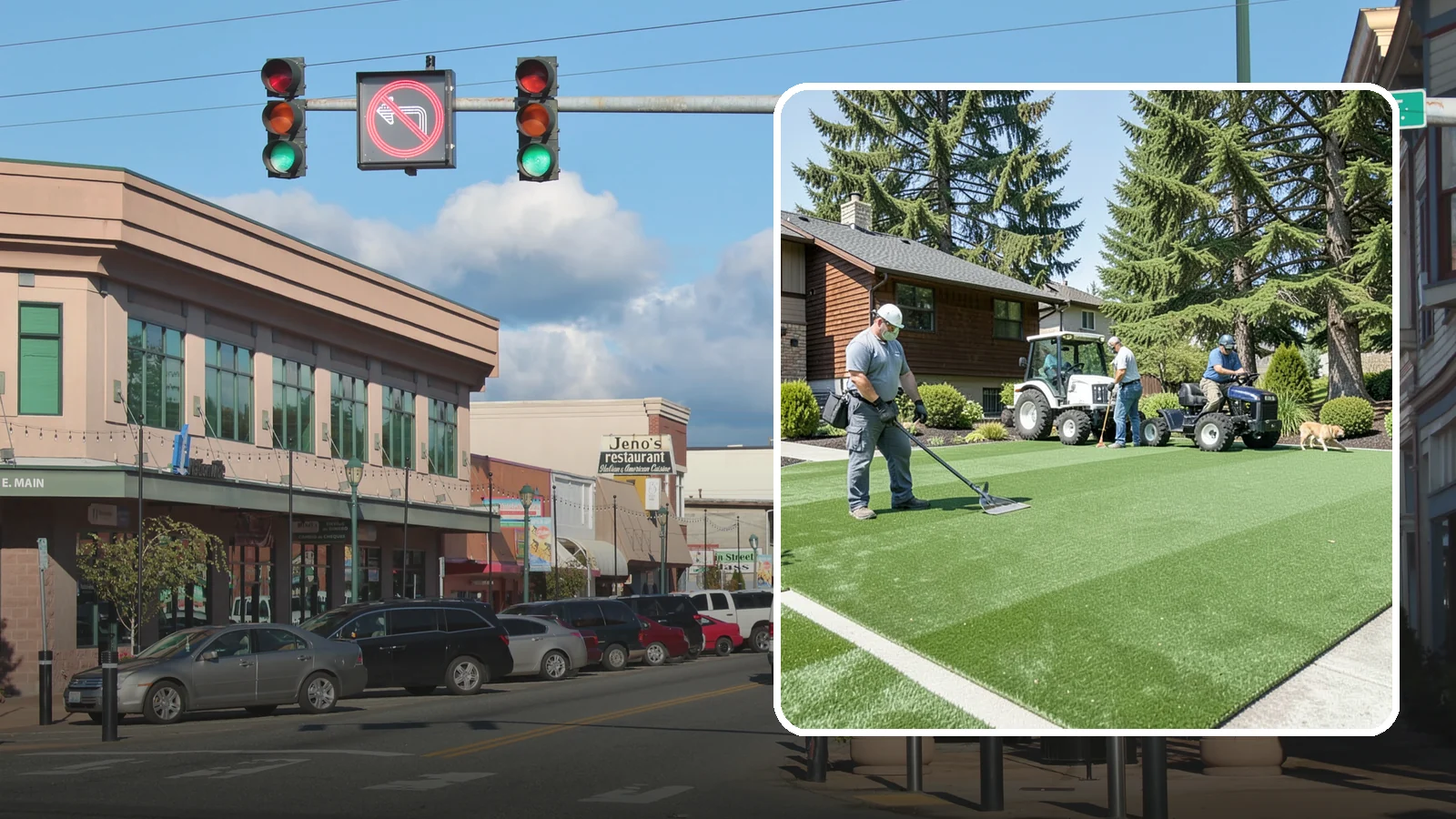 Pet Turf Installation in Monroe, Snohomish County, WA - Durable, drainable pet turf that gives dogs a clean, mud-free area that is easy to keep sanitary.