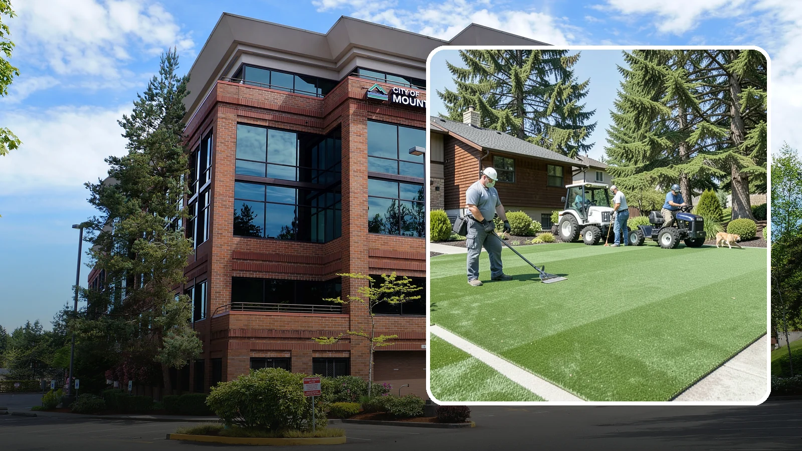 Pet Turf Installation in Mountlake Terrace, Snohomish County, WA - Durable, drainable pet turf that gives dogs a clean, mud-free area that is easy to keep sanitary.