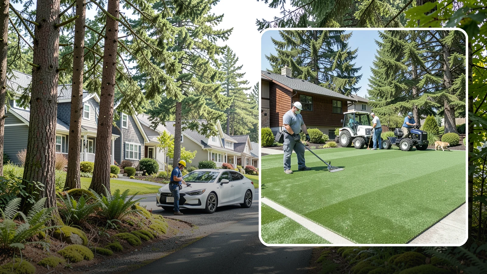 Pet Turf Installation in Normandy Park, King County, WA - Durable, drainable pet turf that gives dogs a clean, mud-free area that is easy to keep sanitary.