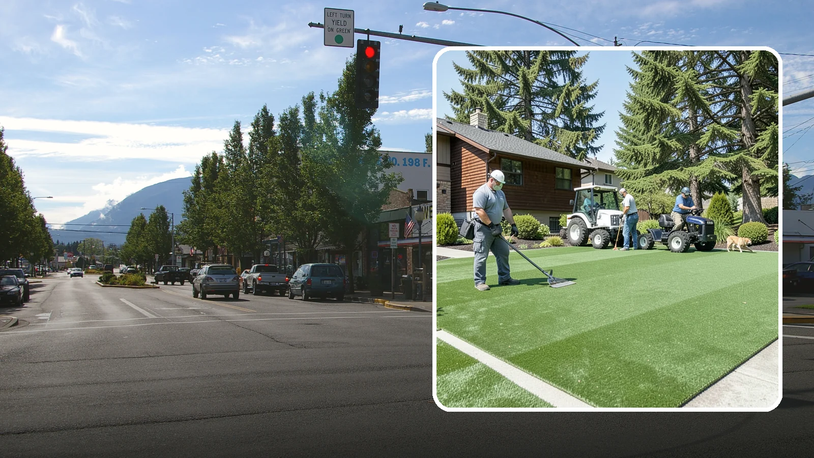 Pet Turf Installation in North Bend, King County, WA - Durable, drainable pet turf that gives dogs a clean, mud-free area that is easy to keep sanitary.