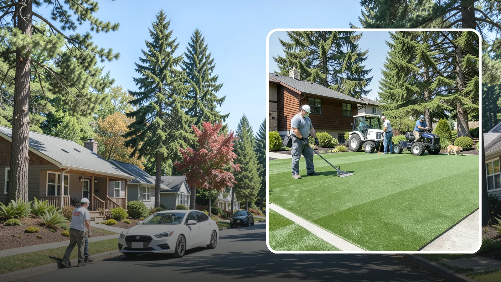 Pet Turf Installation in Orting, Pierce County, WA - Durable, drainable pet turf that gives dogs a clean, mud-free area that is easy to keep sanitary.