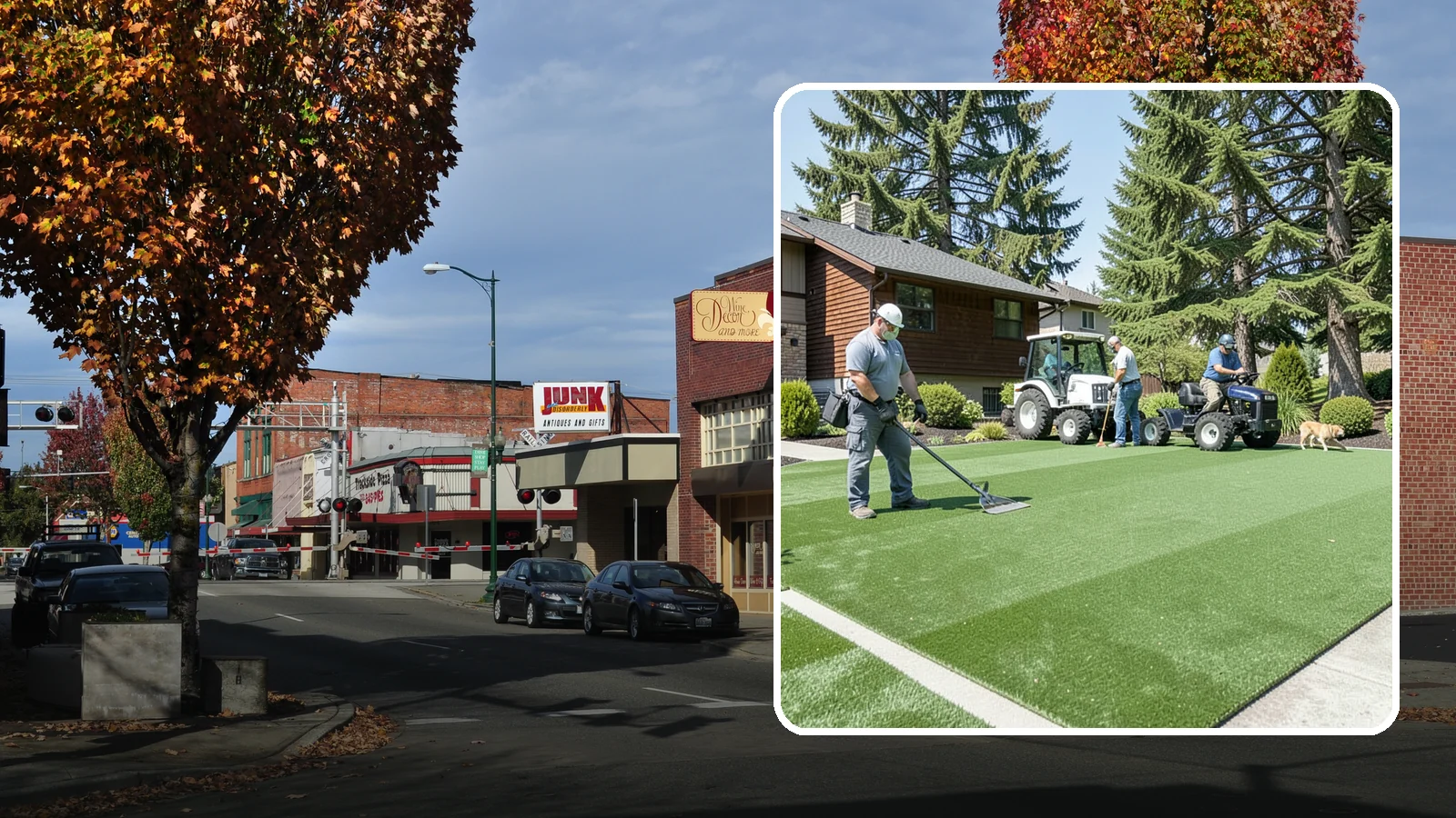 Pet Turf Installation in Puyallup, Pierce County, WA - Durable, drainable pet turf that gives dogs a clean, mud-free area that is easy to keep sanitary.
