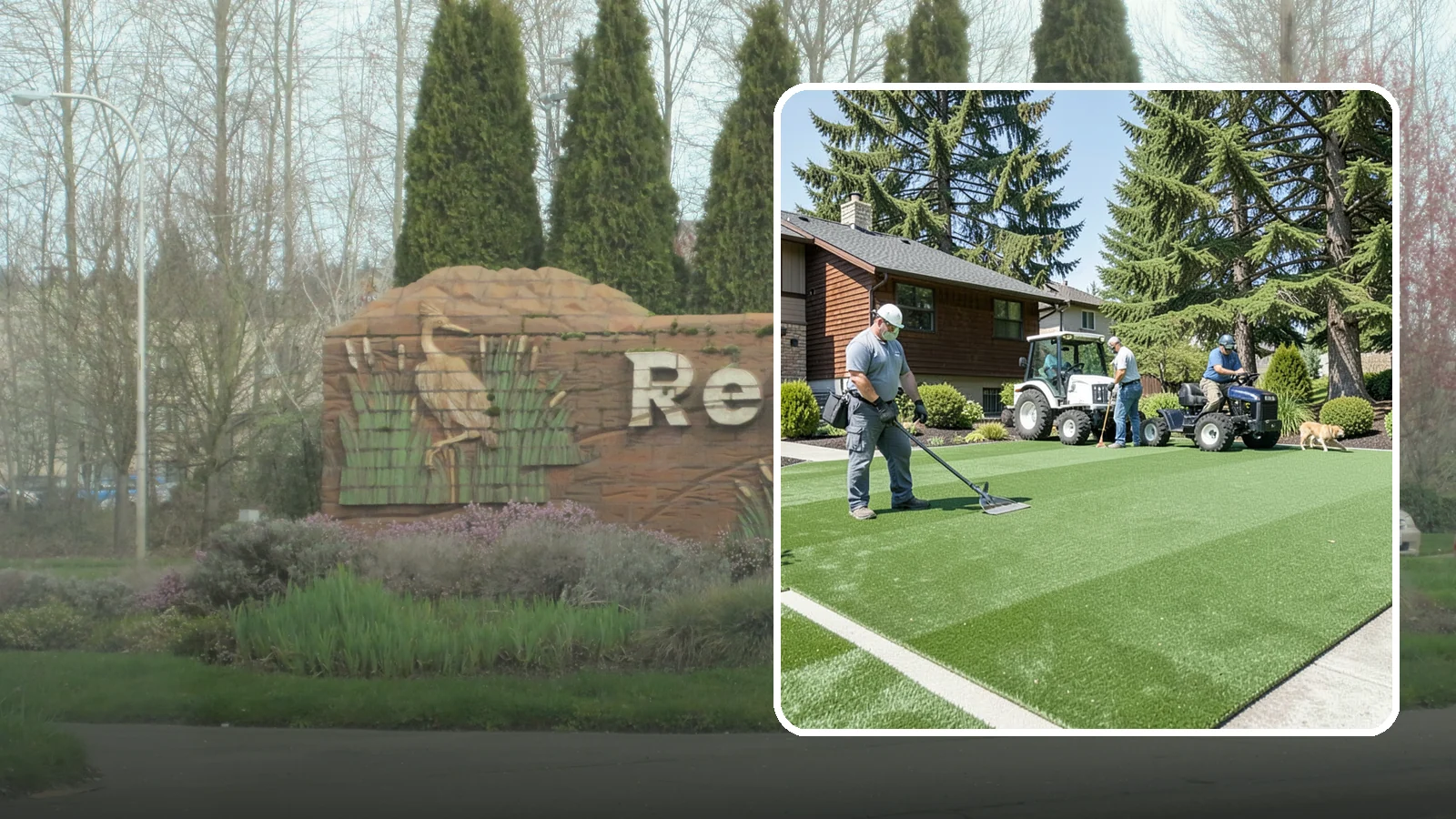 Pet Turf Installation in Renton, King County, WA - Durable, drainable pet turf that gives dogs a clean, mud-free area that is easy to keep sanitary.