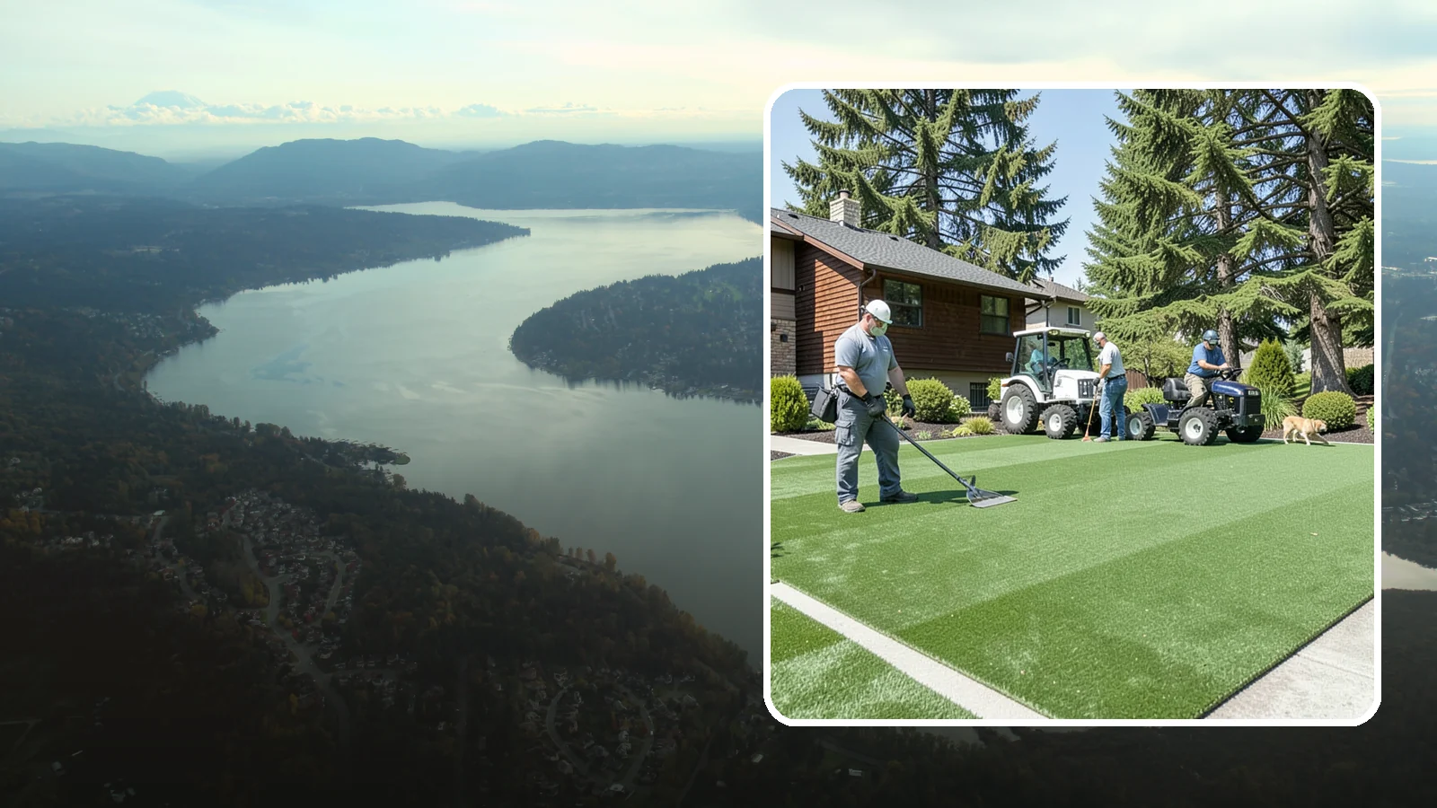 Pet Turf Installation in Sammamish, King County, WA - Durable, drainable pet turf that gives dogs a clean, mud-free area that is easy to keep sanitary.