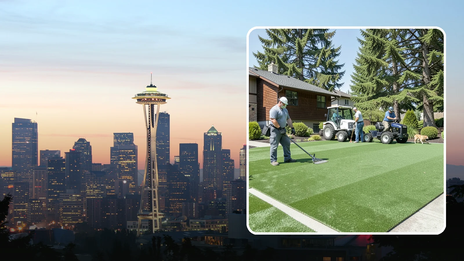 Pet Turf Installation in Seattle, King County, WA - Durable, drainable pet turf that gives dogs a clean, mud-free area that is easy to keep sanitary.