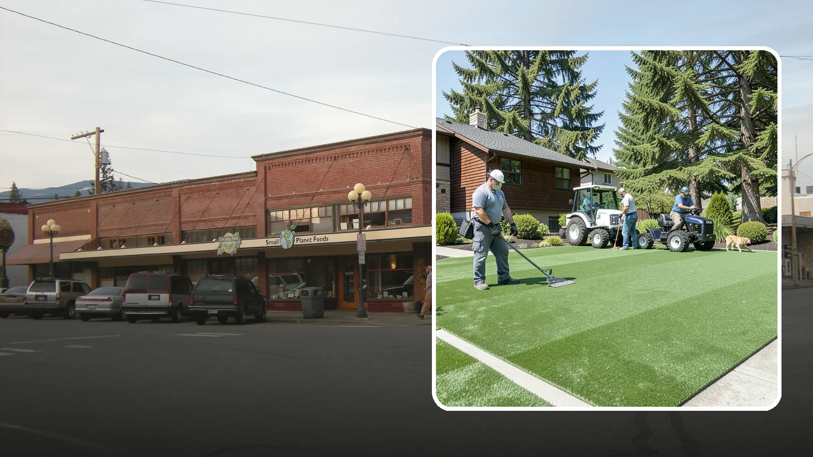 Pet Turf Installation in Sedro-Woolley, Skagit County, WA - Durable, drainable pet turf that gives dogs a clean, mud-free area that is easy to keep sanitary.