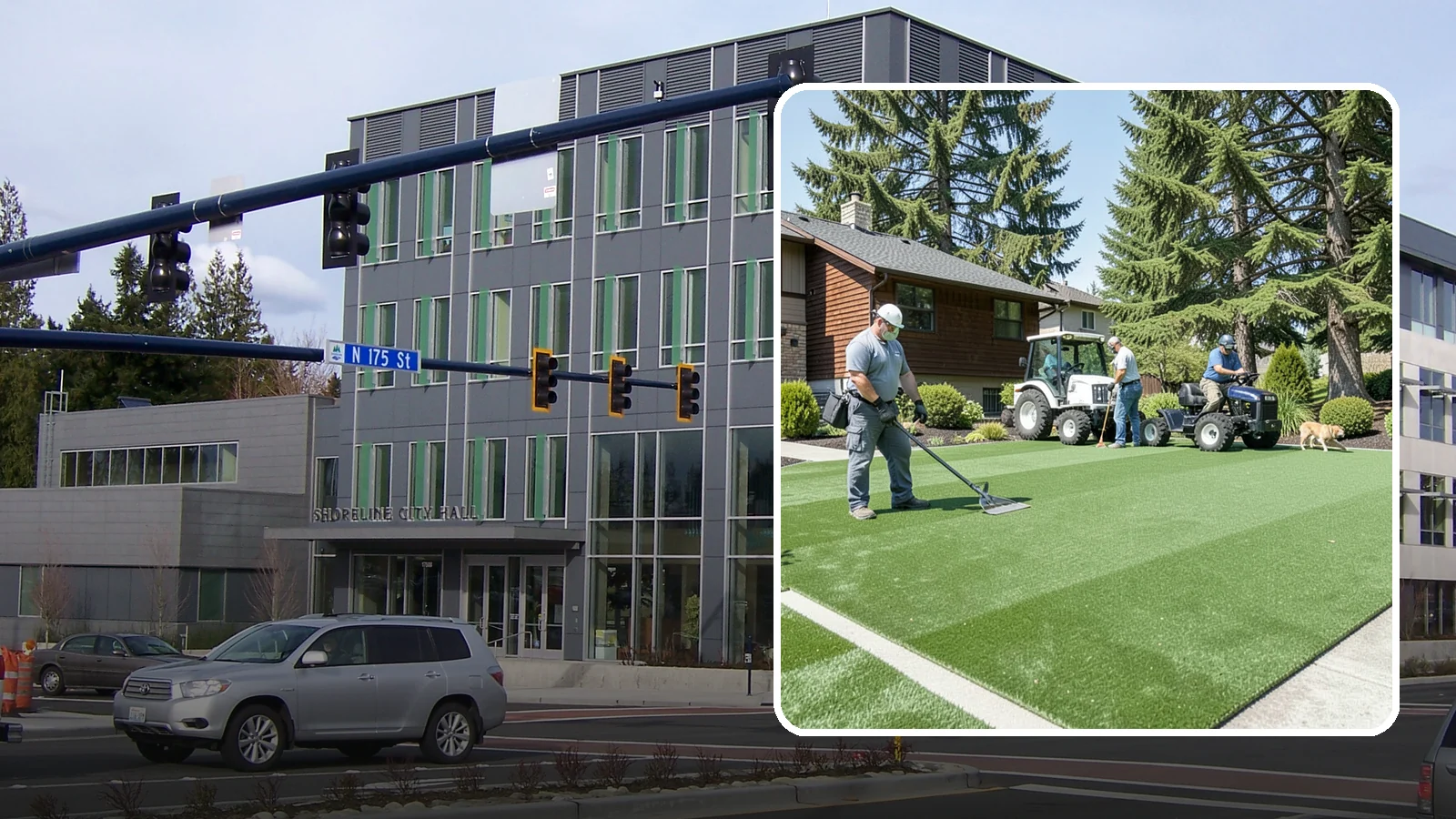 Pet Turf Installation in Shoreline, King County, WA - Durable, drainable pet turf that gives dogs a clean, mud-free area that is easy to keep sanitary.