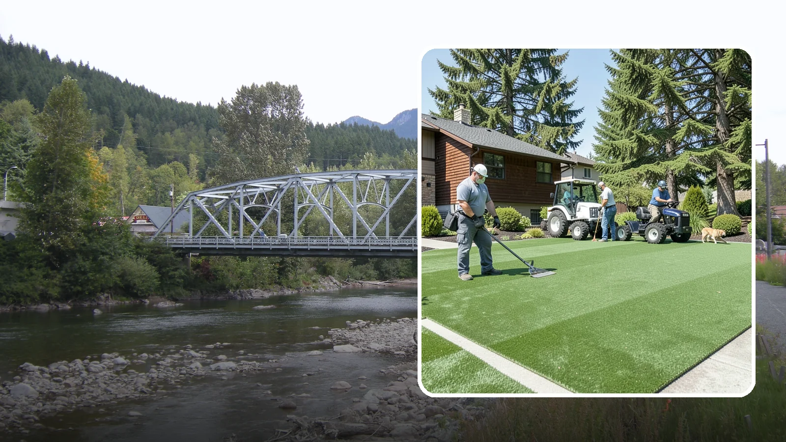Pet Turf Installation in Skykomish, King County, WA - Durable, drainable pet turf that gives dogs a clean, mud-free area that is easy to keep sanitary.