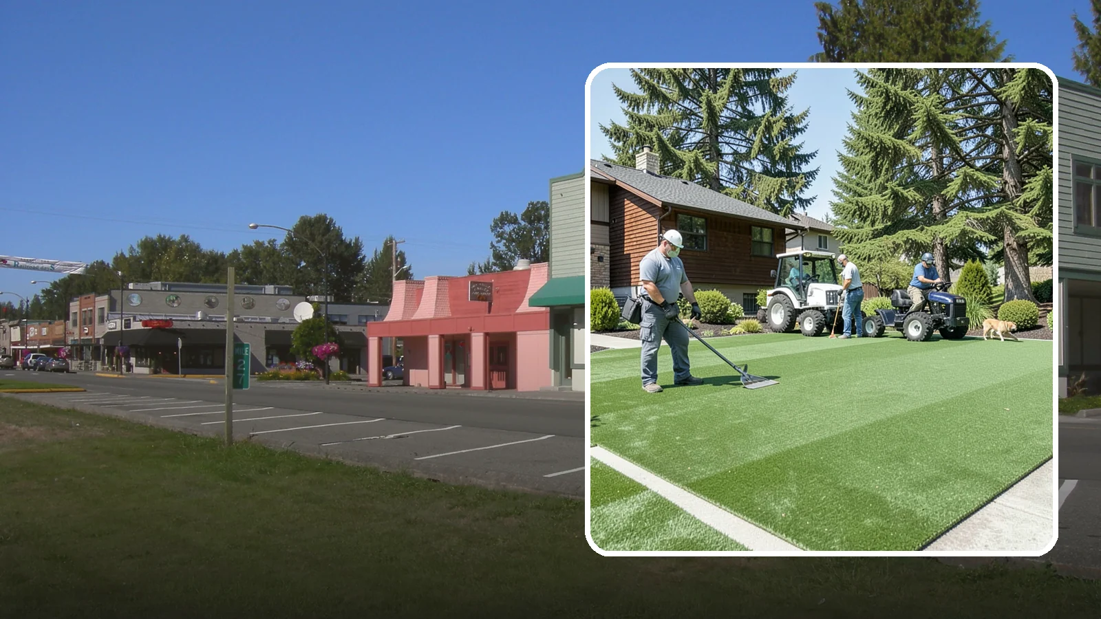 Pet Turf Installation in Snoqualmie, King County, WA - Durable, drainable pet turf that gives dogs a clean, mud-free area that is easy to keep sanitary.