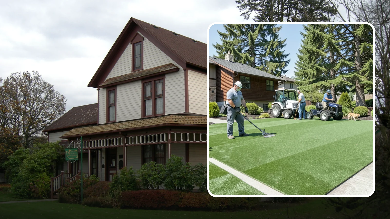 Pet Turf Installation in Sumner, Pierce County, WA - Durable, drainable pet turf that gives dogs a clean, mud-free area that is easy to keep sanitary.