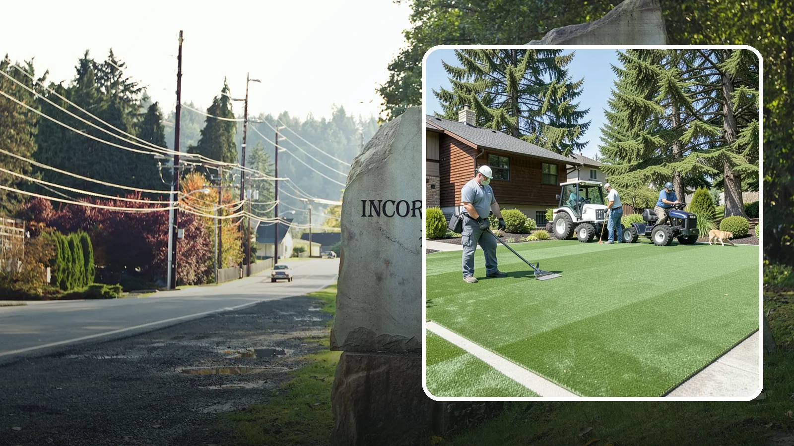 Pet Turf Installation in Wilkeson, Pierce County, WA - Durable, drainable pet turf that gives dogs a clean, mud-free area that is easy to keep sanitary.