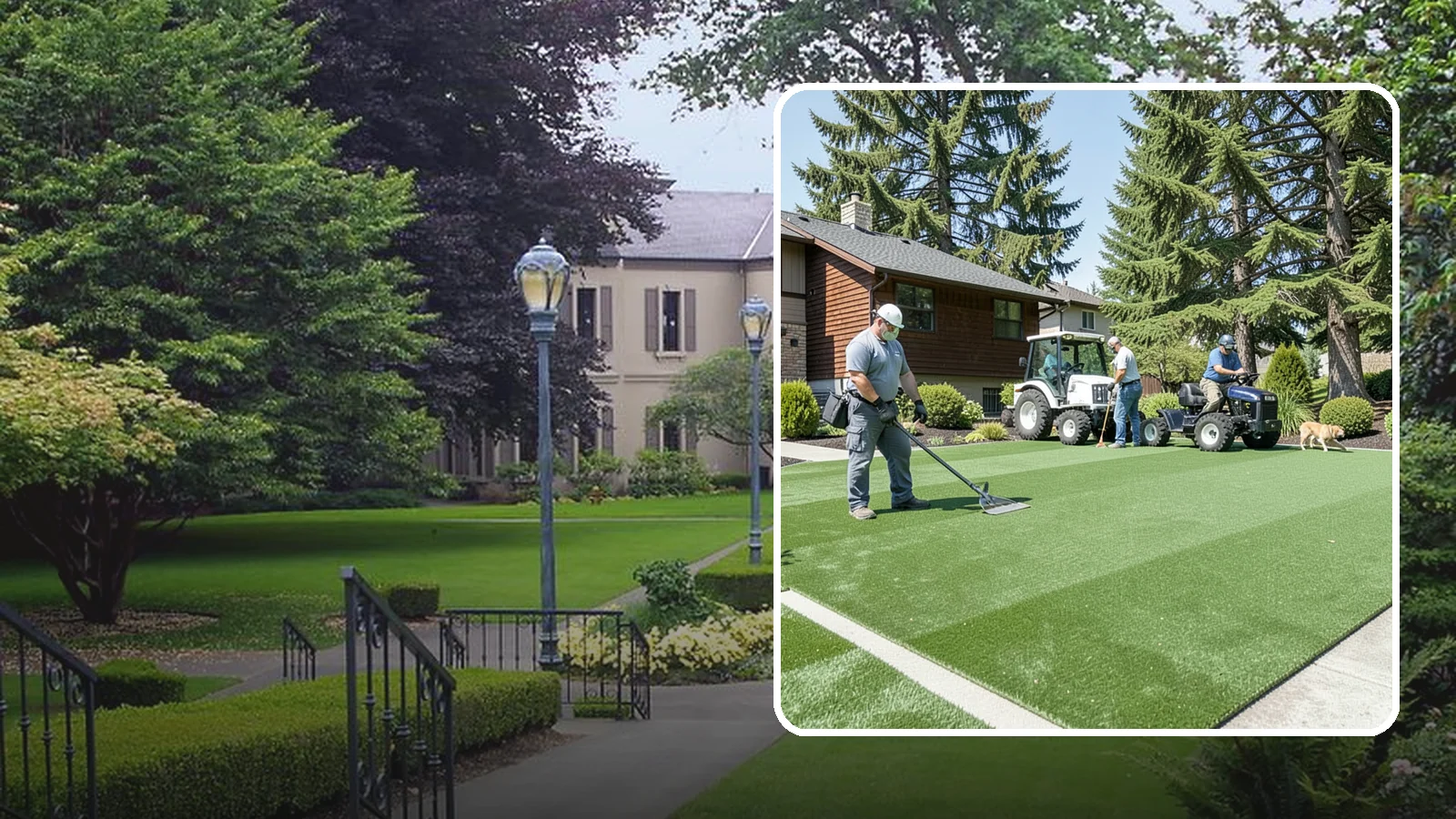 Pet Turf Installation in Woodinville, King County, WA - Durable, drainable pet turf that gives dogs a clean, mud-free area that is easy to keep sanitary.