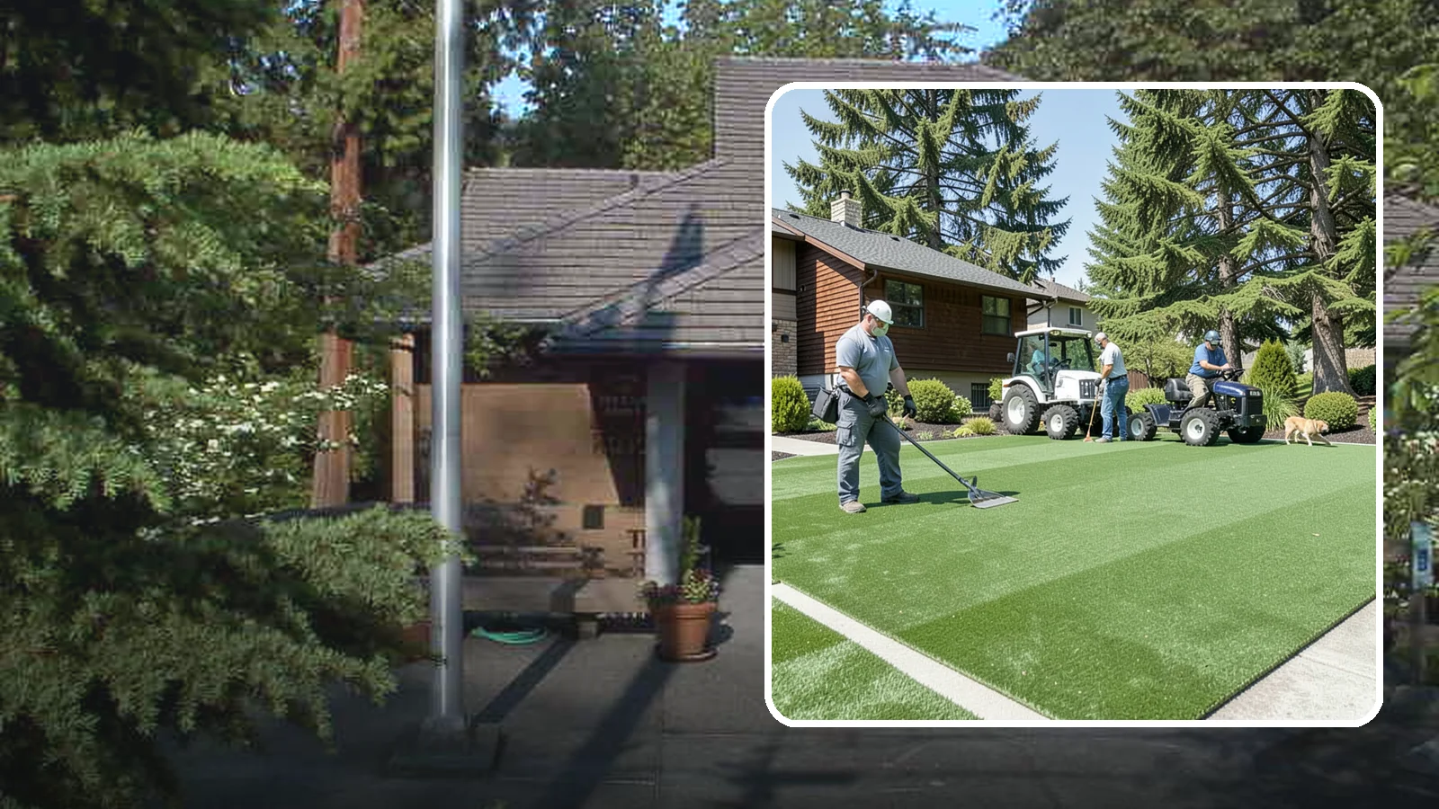 Pet Turf Installation in Yarrow Point, King County, WA - Durable, drainable pet turf that gives dogs a clean, mud-free area that is easy to keep sanitary.