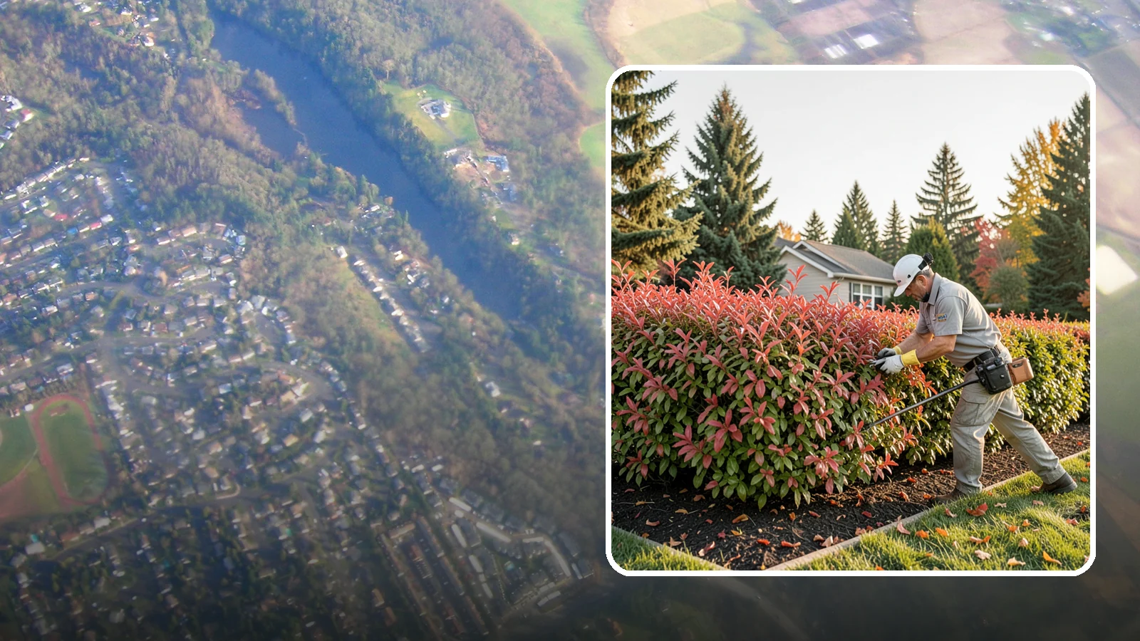 Photinia Trimming in Algona, King County, WA - Strategic photinia trimming that triggers the vivid red new growth this hedge is famous for while managing leaf-spot disease.