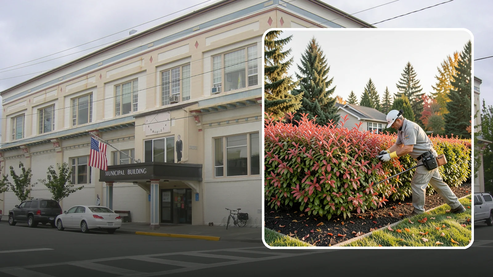 Photinia Trimming in Anacortes, Skagit County, WA - Strategic photinia trimming that triggers the vivid red new growth this hedge is famous for while managing leaf-spot disease.