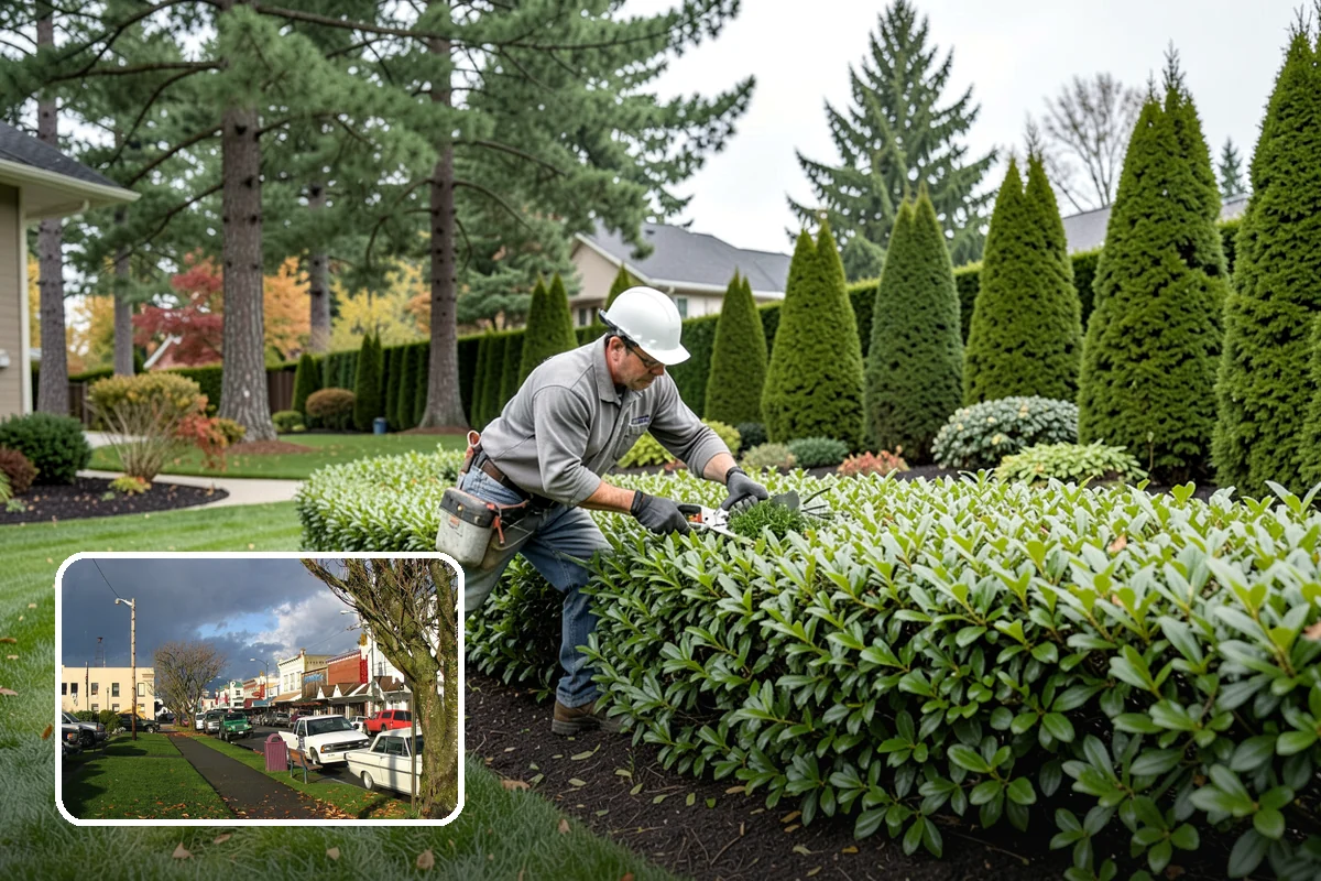 Photinia Trimming in Arlington, Snohomish County, WA - Triggers the signature vivid red new-growth flush