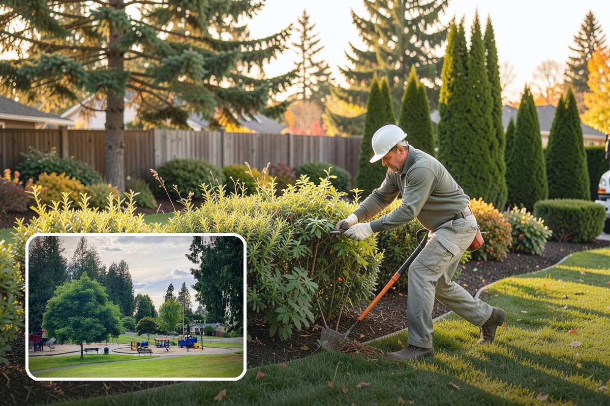 Photinia Trimming in Bonney Lake, Pierce County, WA - Triggers the signature vivid red new-growth flush
