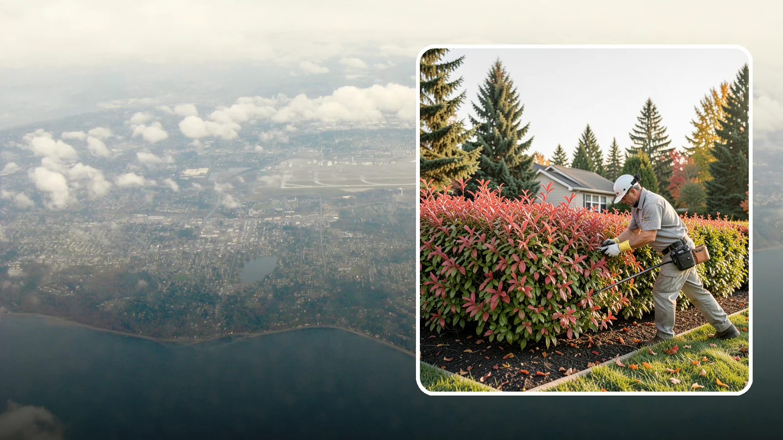 Photinia Trimming in Burien, King County, WA - Strategic photinia trimming that triggers the vivid red new growth this hedge is famous for while managing leaf-spot disease.