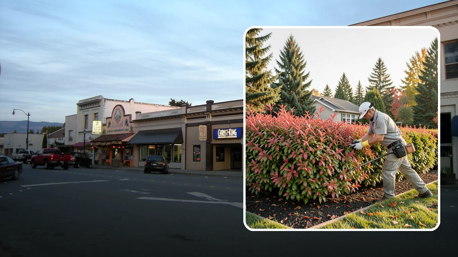 Photinia Trimming in Burlington, Skagit County, WA - Strategic photinia trimming that triggers the vivid red new growth this hedge is famous for while managing leaf-spot disease.