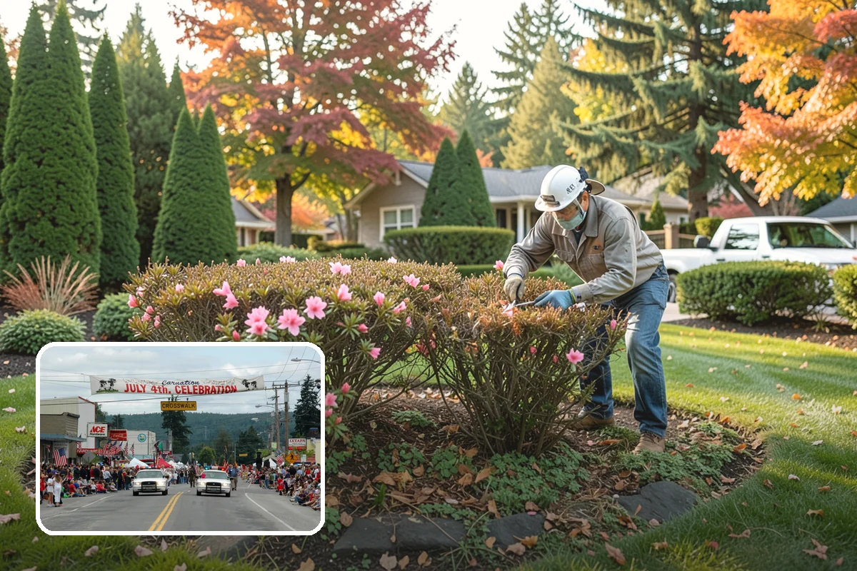 Photinia Trimming in Carnation, King County, WA - Triggers the signature vivid red new-growth flush