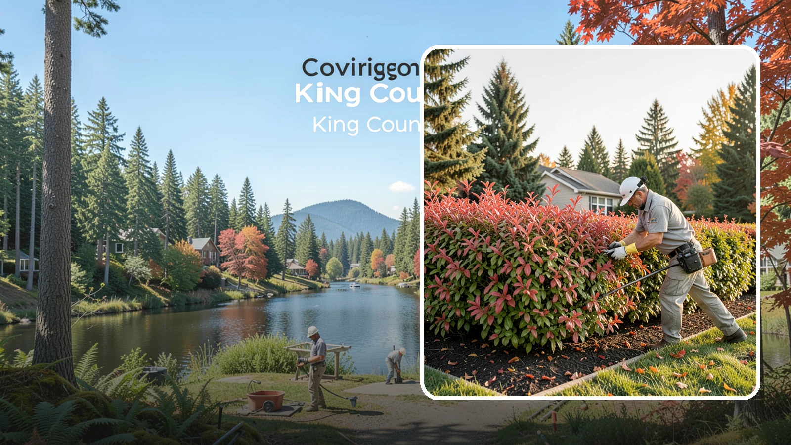 Photinia Trimming in Covington, King County, WA - Strategic photinia trimming that triggers the vivid red new growth this hedge is famous for while managing leaf-spot disease.