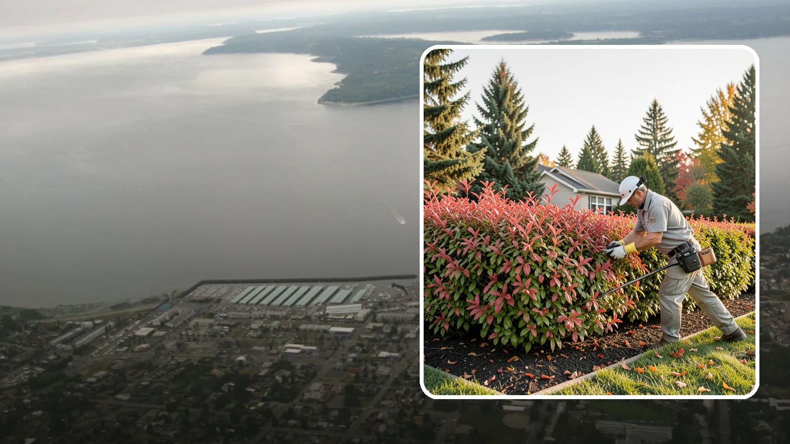 Photinia Trimming in Des Moines, King County, WA - Strategic photinia trimming that triggers the vivid red new growth this hedge is famous for while managing leaf-spot disease.