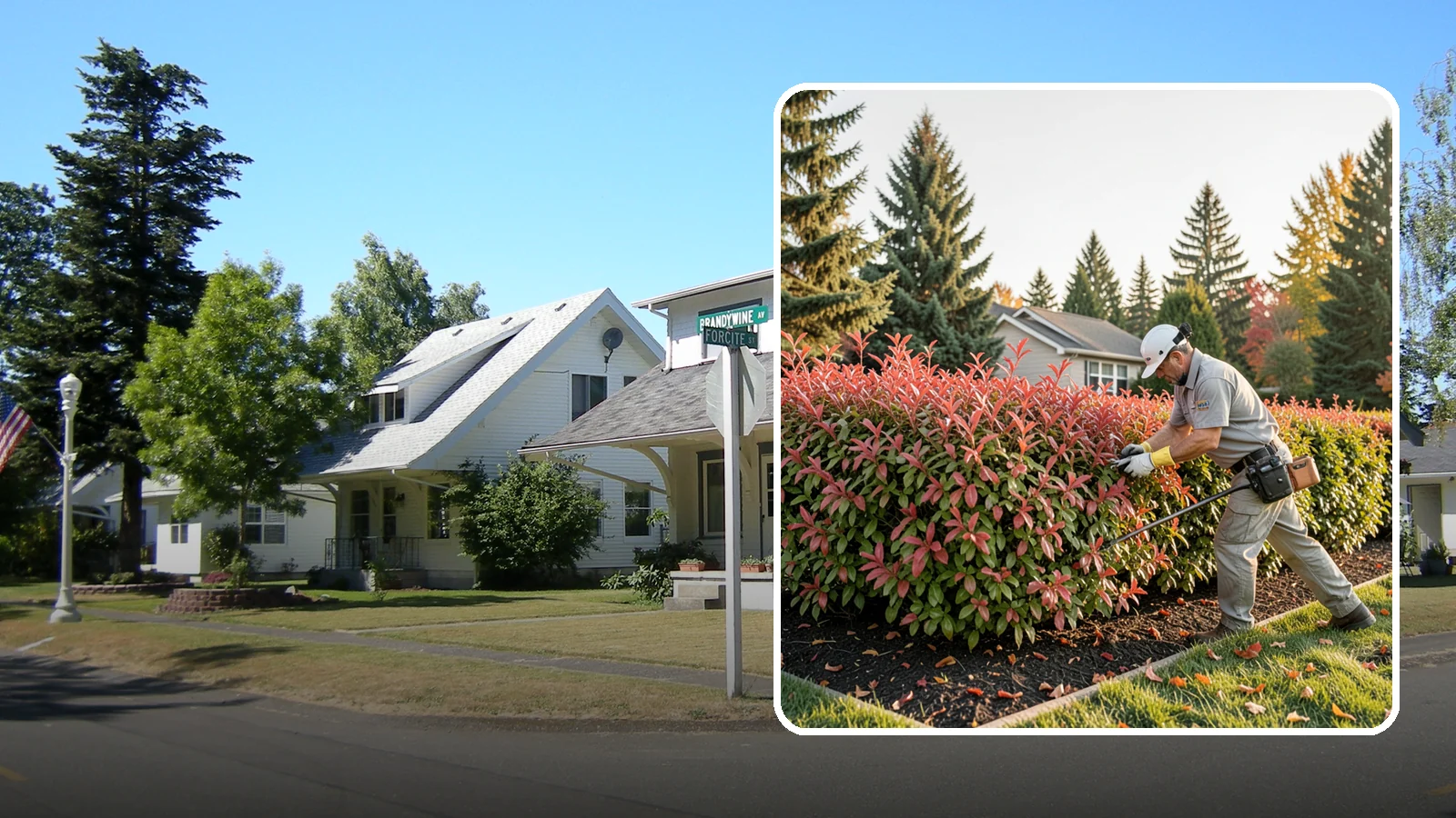 Photinia Trimming in DuPont, Pierce County, WA - Strategic photinia trimming that triggers the vivid red new growth this hedge is famous for while managing leaf-spot disease.