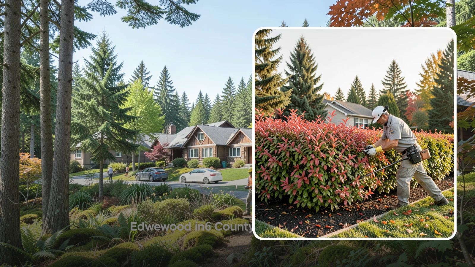 Photinia Trimming in Edgewood, Pierce County, WA - Strategic photinia trimming that triggers the vivid red new growth this hedge is famous for while managing leaf-spot disease.