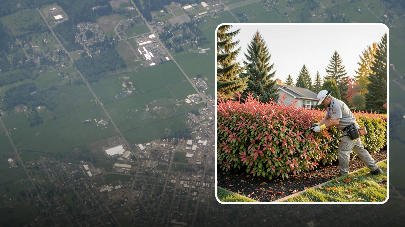 Photinia Trimming in Enumclaw, King County, WA - Strategic photinia trimming that triggers the vivid red new growth this hedge is famous for while managing leaf-spot disease.