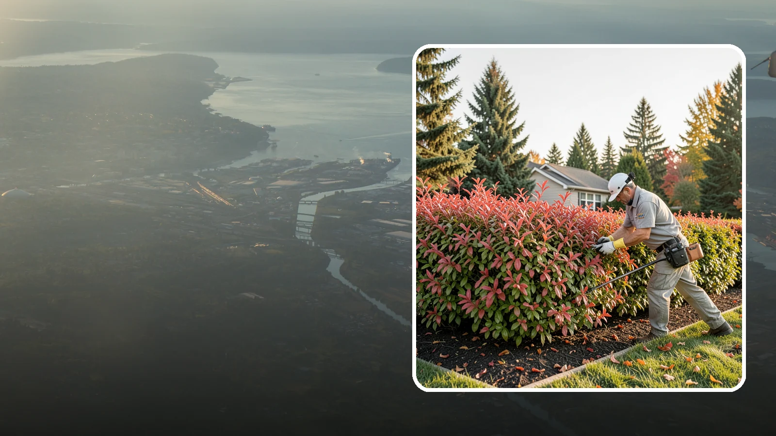 Photinia Trimming in Fife, Pierce County, WA - Strategic photinia trimming that triggers the vivid red new growth this hedge is famous for while managing leaf-spot disease.