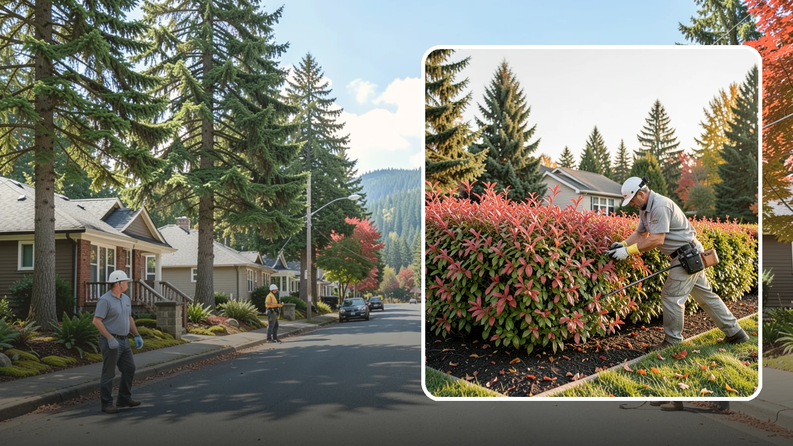 Photinia Trimming in Hunts Point, King County, WA - Strategic photinia trimming that triggers the vivid red new growth this hedge is famous for while managing leaf-spot disease.