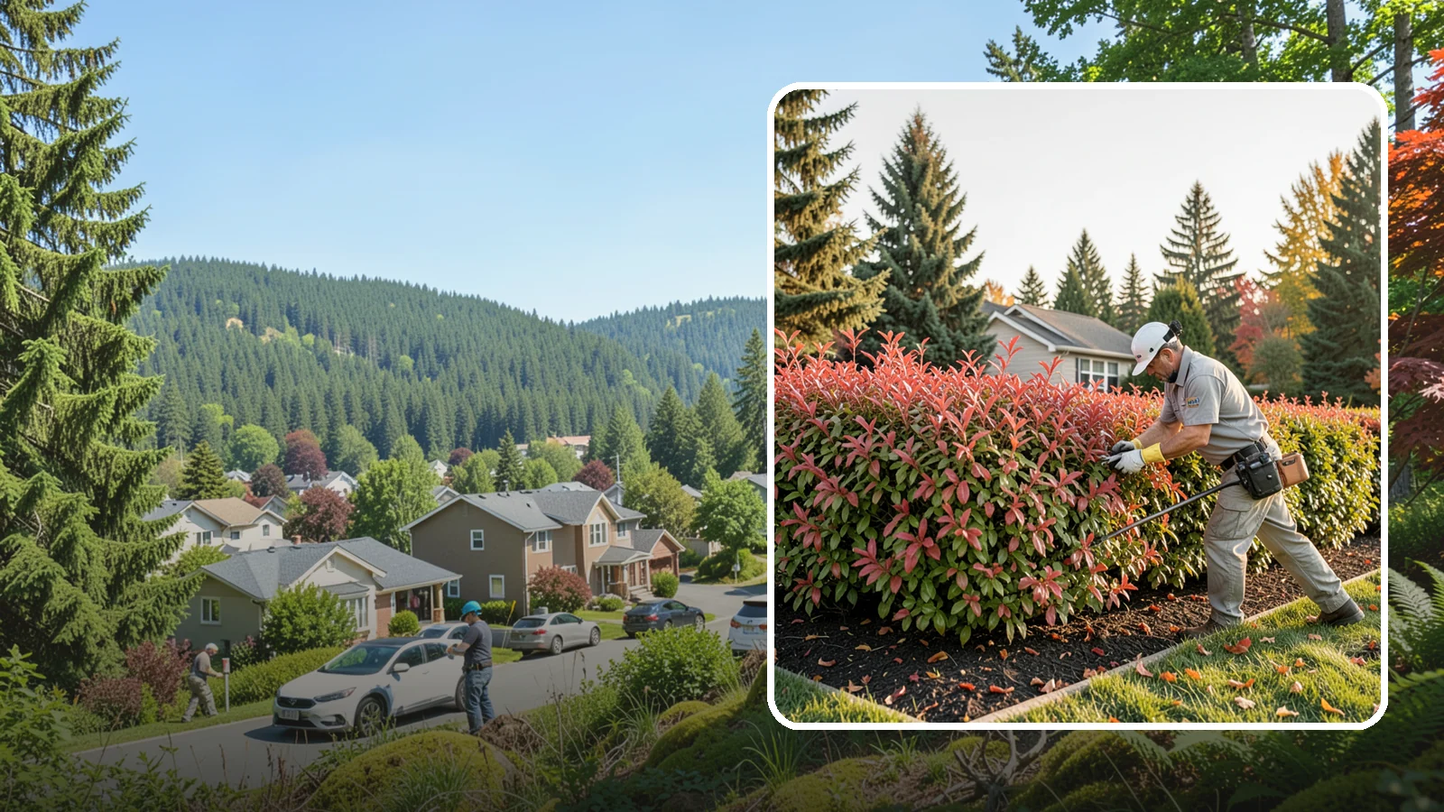 Photinia Trimming in Index, Snohomish County, WA - Strategic photinia trimming that triggers the vivid red new growth this hedge is famous for while managing leaf-spot disease.