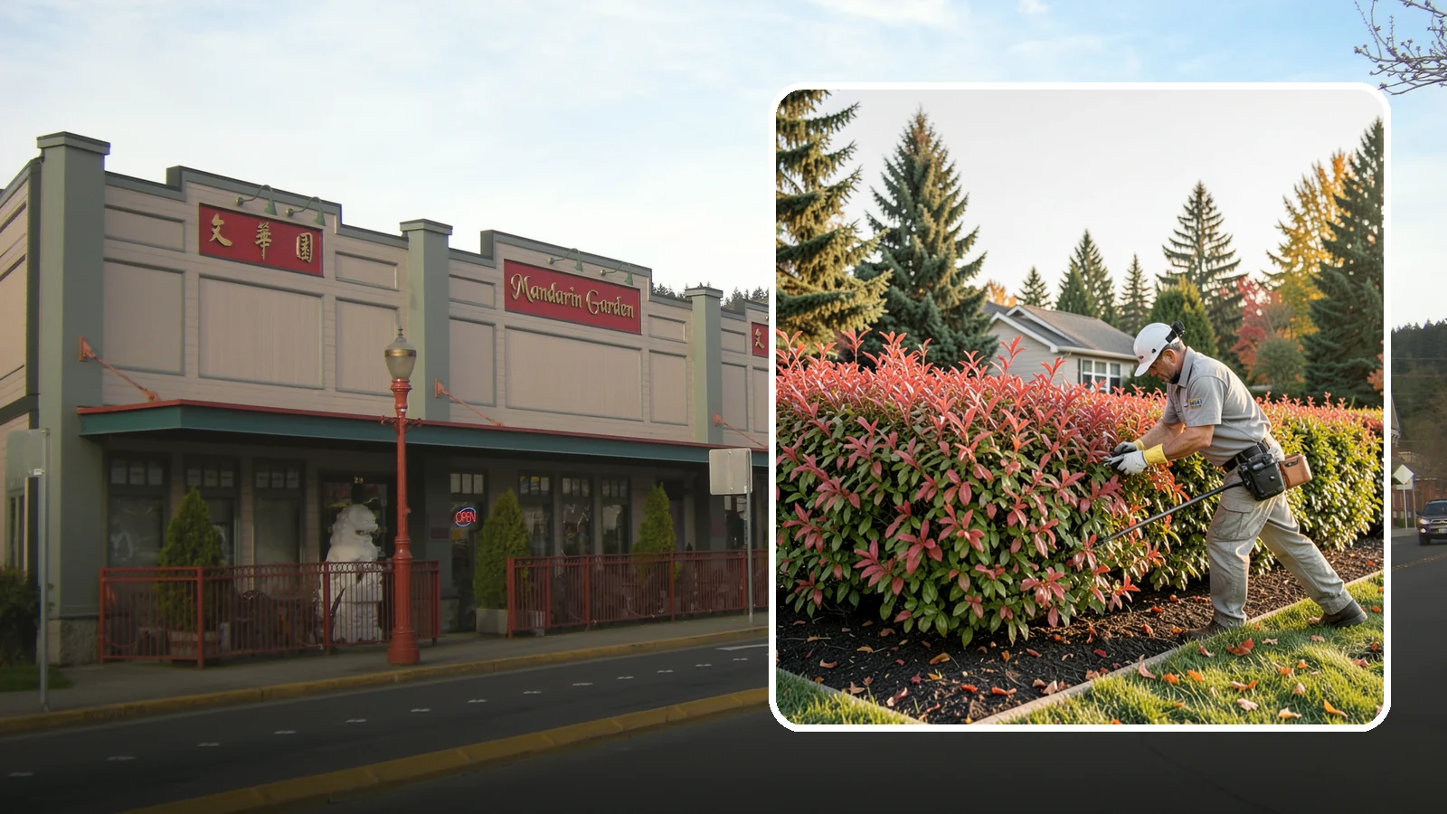 Photinia Trimming in Issaquah, King County, WA - Strategic photinia trimming that triggers the vivid red new growth this hedge is famous for while managing leaf-spot disease.