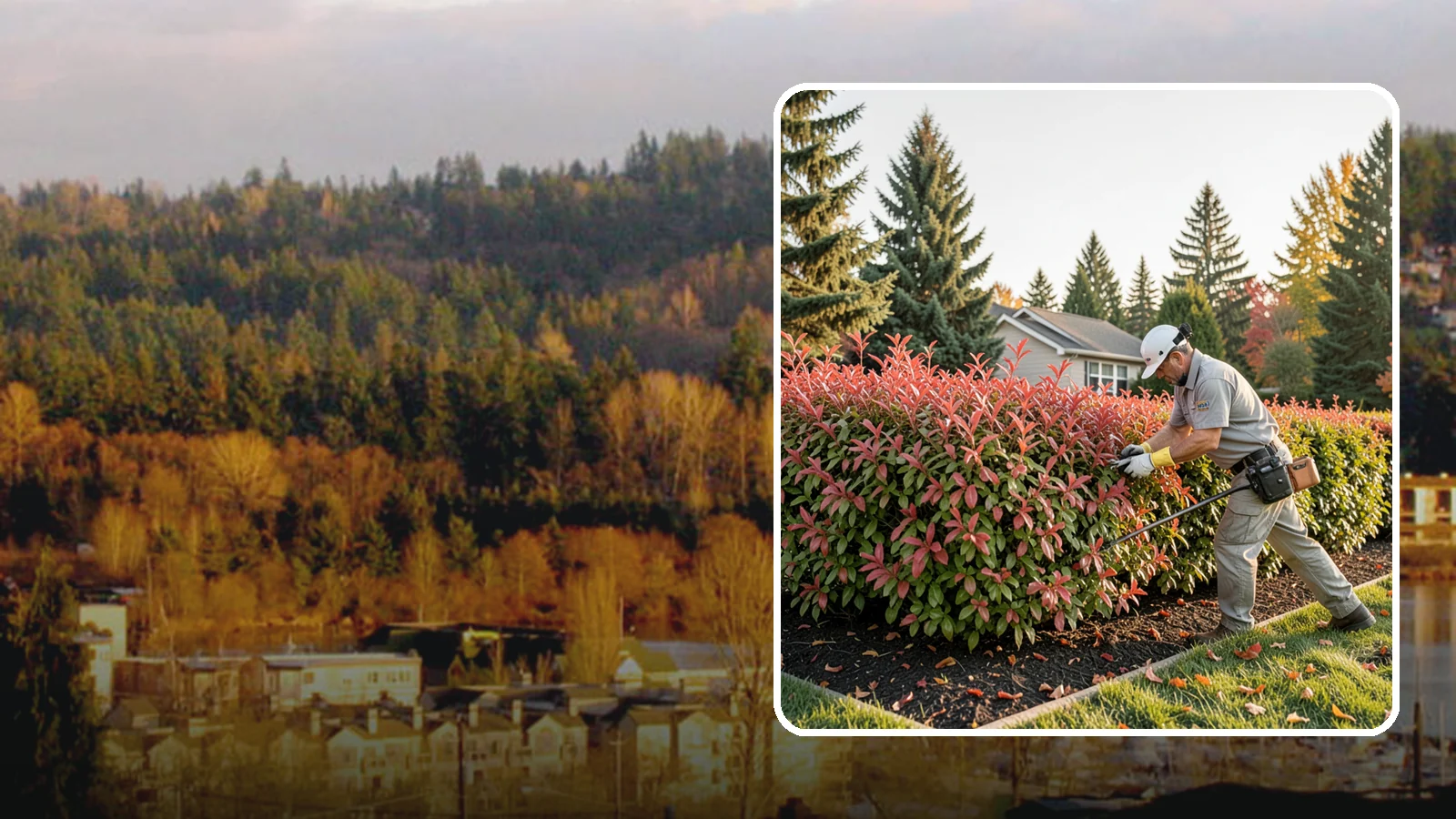 Photinia Trimming in Kenmore, King County, WA - Strategic photinia trimming that triggers the vivid red new growth this hedge is famous for while managing leaf-spot disease.