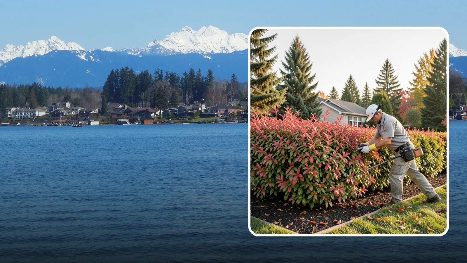 Photinia Trimming in Lake Stevens, Snohomish County, WA - Strategic photinia trimming that triggers the vivid red new growth this hedge is famous for while managing leaf-spot disease.