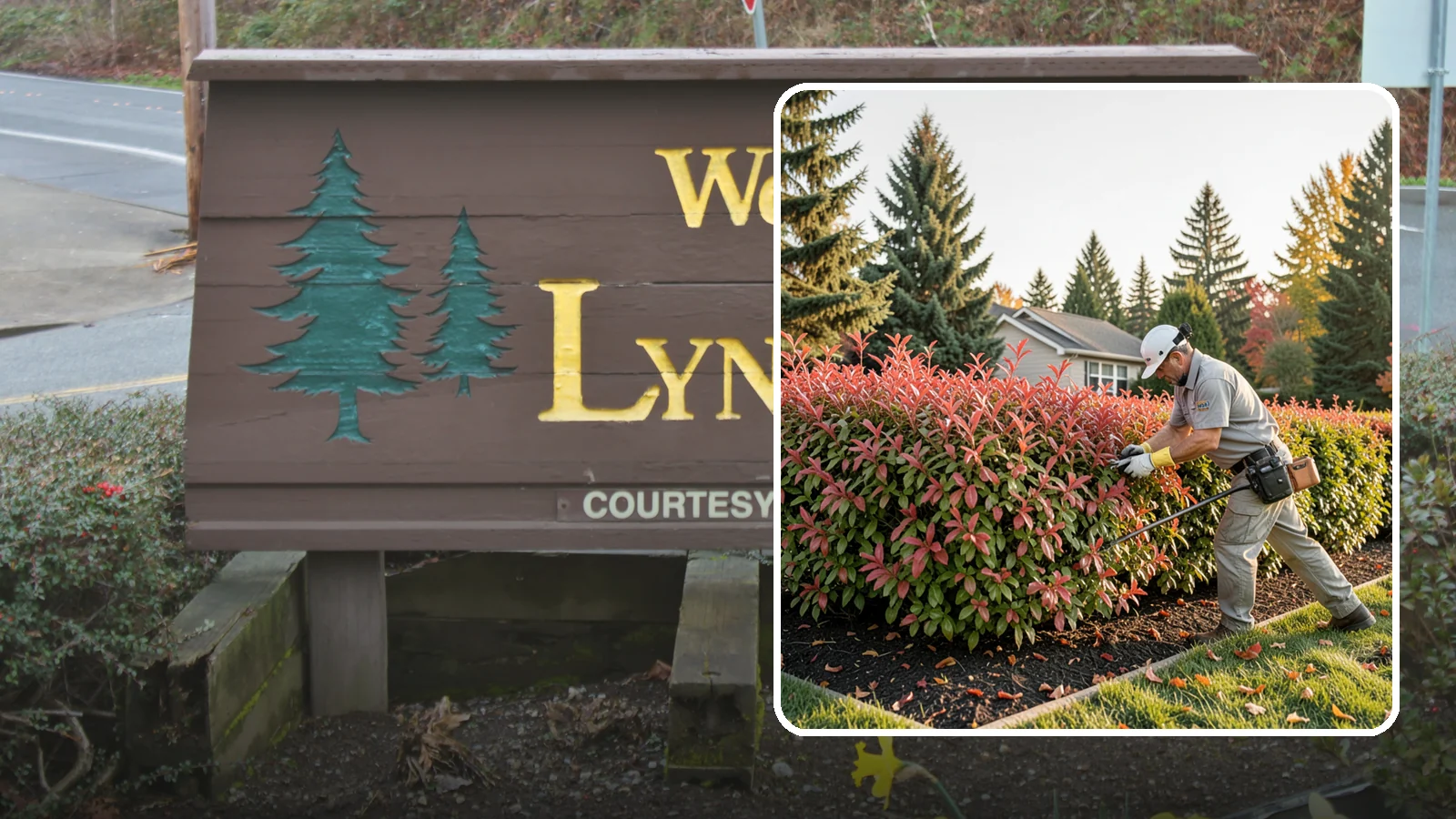Photinia Trimming in Lynnwood, Snohomish County, WA - Strategic photinia trimming that triggers the vivid red new growth this hedge is famous for while managing leaf-spot disease.