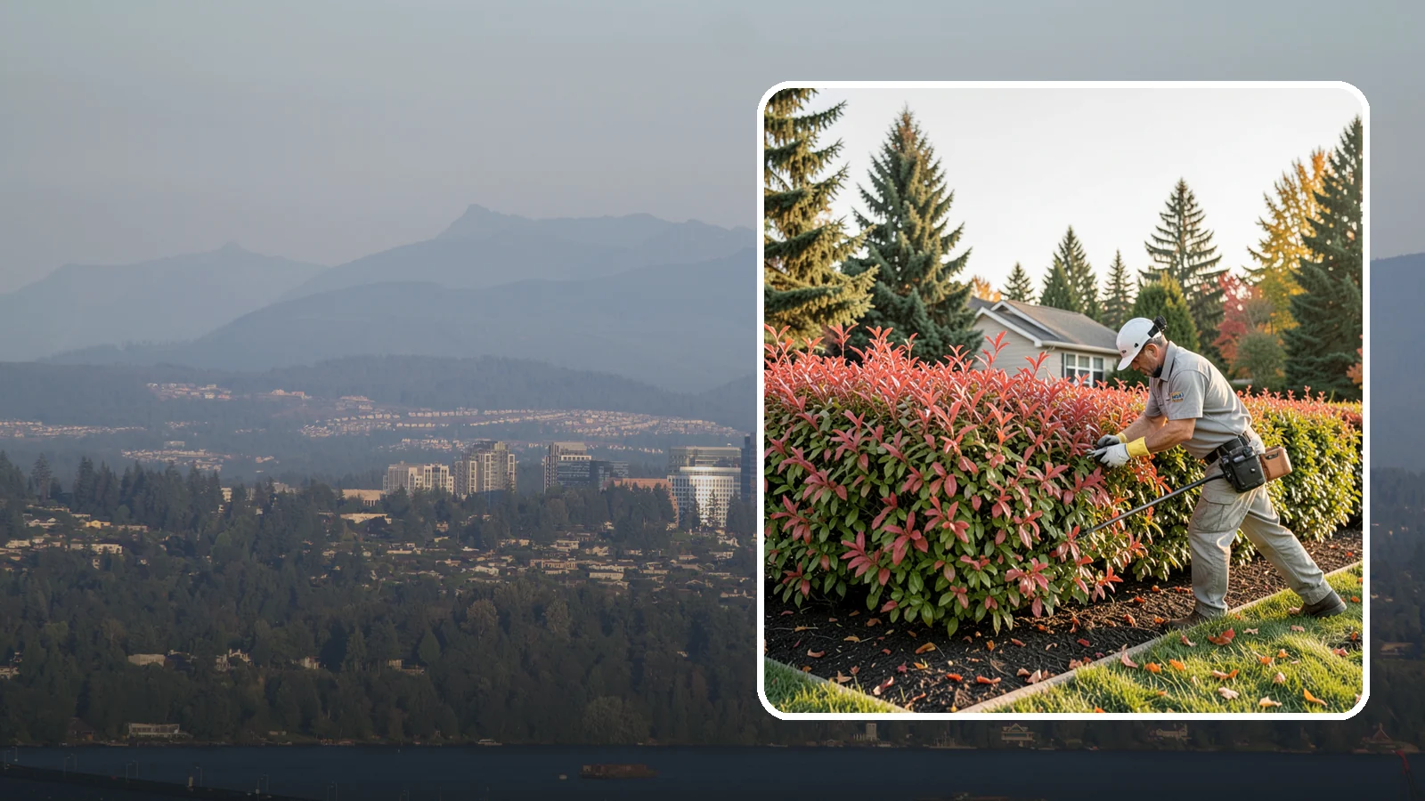 Photinia Trimming in Medina, King County, WA - Strategic photinia trimming that triggers the vivid red new growth this hedge is famous for while managing leaf-spot disease.