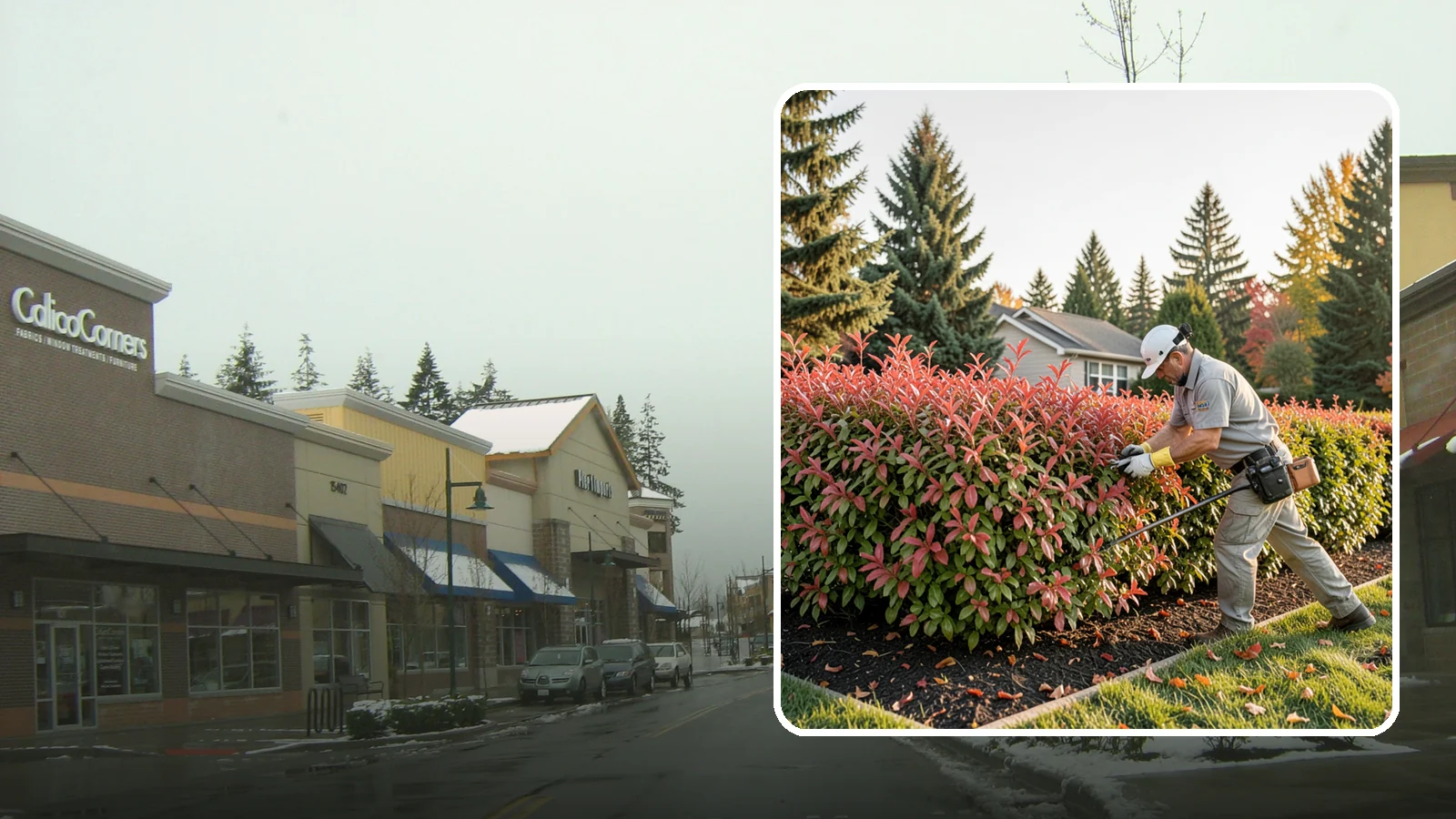 Photinia Trimming in Mill Creek, Snohomish County, WA - Strategic photinia trimming that triggers the vivid red new growth this hedge is famous for while managing leaf-spot disease.