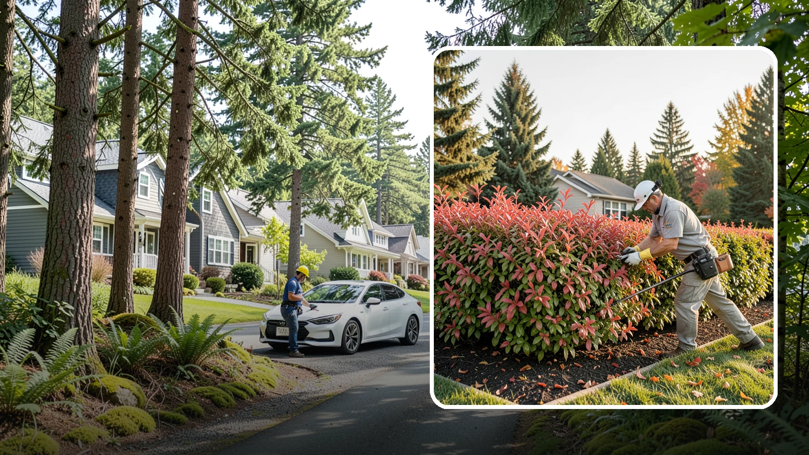 Photinia Trimming in Normandy Park, King County, WA - Strategic photinia trimming that triggers the vivid red new growth this hedge is famous for while managing leaf-spot disease.