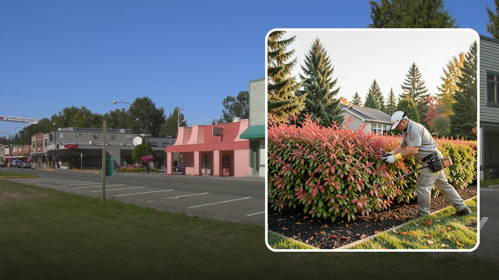 Photinia Trimming in Snoqualmie, King County, WA - Strategic photinia trimming that triggers the vivid red new growth this hedge is famous for while managing leaf-spot disease.