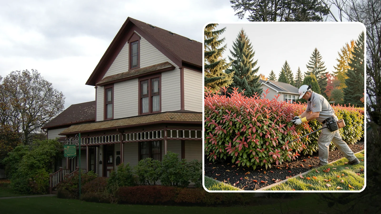 Photinia Trimming in Sumner, Pierce County, WA - Strategic photinia trimming that triggers the vivid red new growth this hedge is famous for while managing leaf-spot disease.