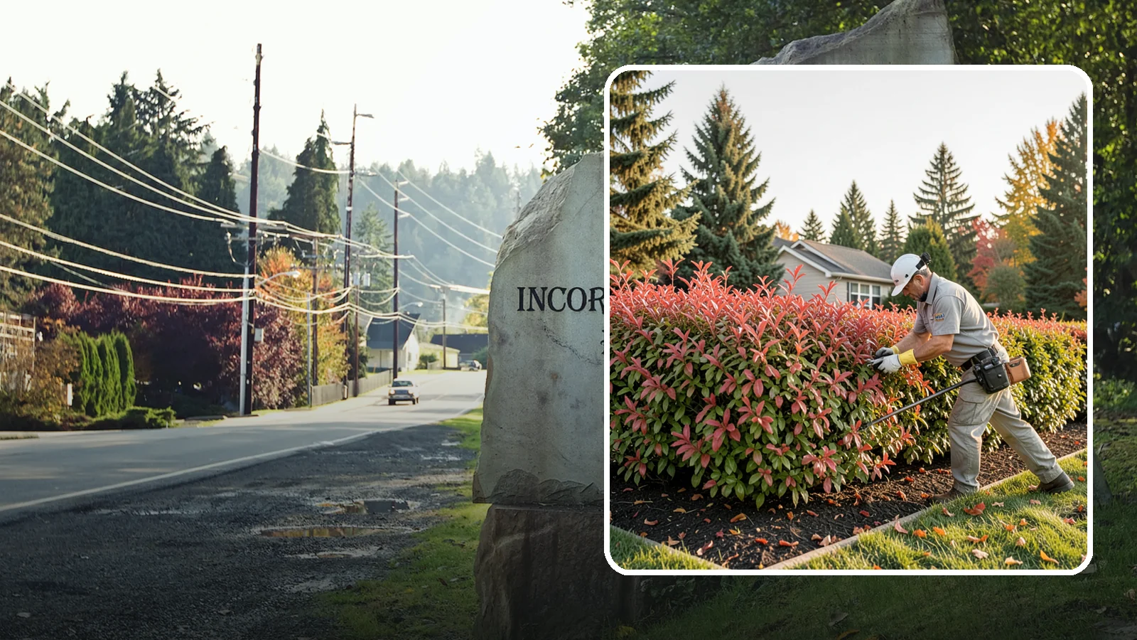 Photinia Trimming in Wilkeson, Pierce County, WA - Strategic photinia trimming that triggers the vivid red new growth this hedge is famous for while managing leaf-spot disease.